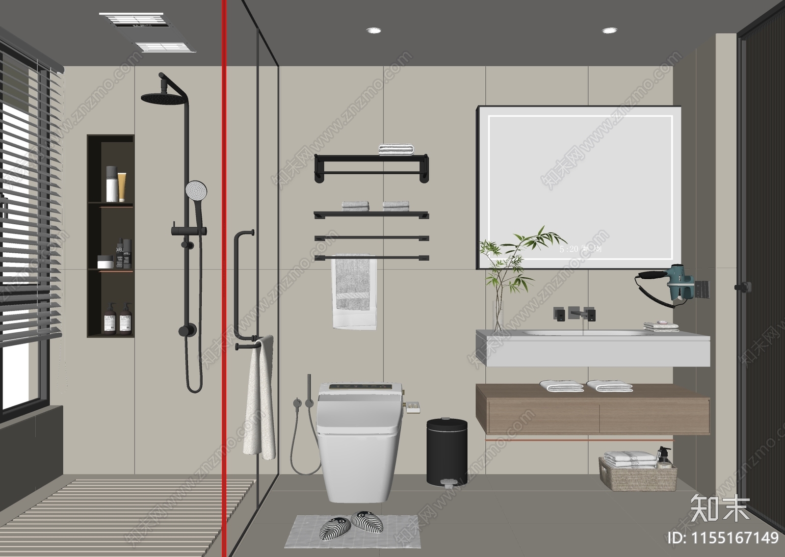 现代卫生间SU模型下载【ID:1155167149】