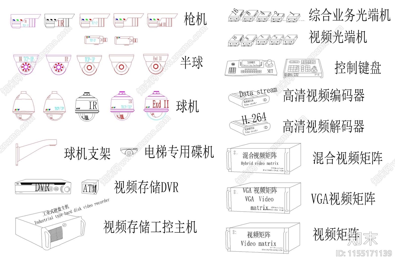 弱电智能化模块图例符号标志图块图库合集施工图下载【ID:1155171139】