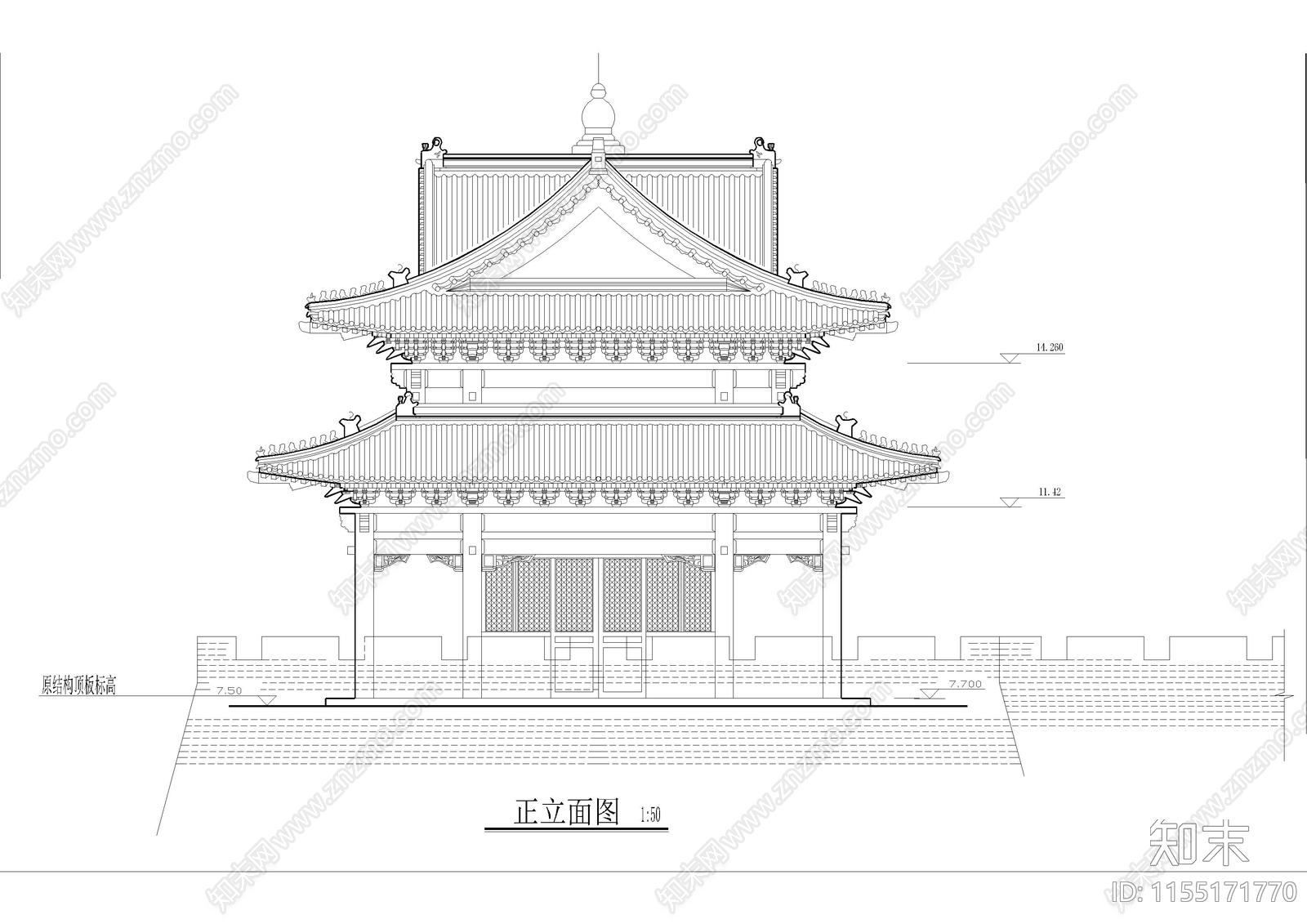 仿古建cad施工图下载【ID:1155171770】