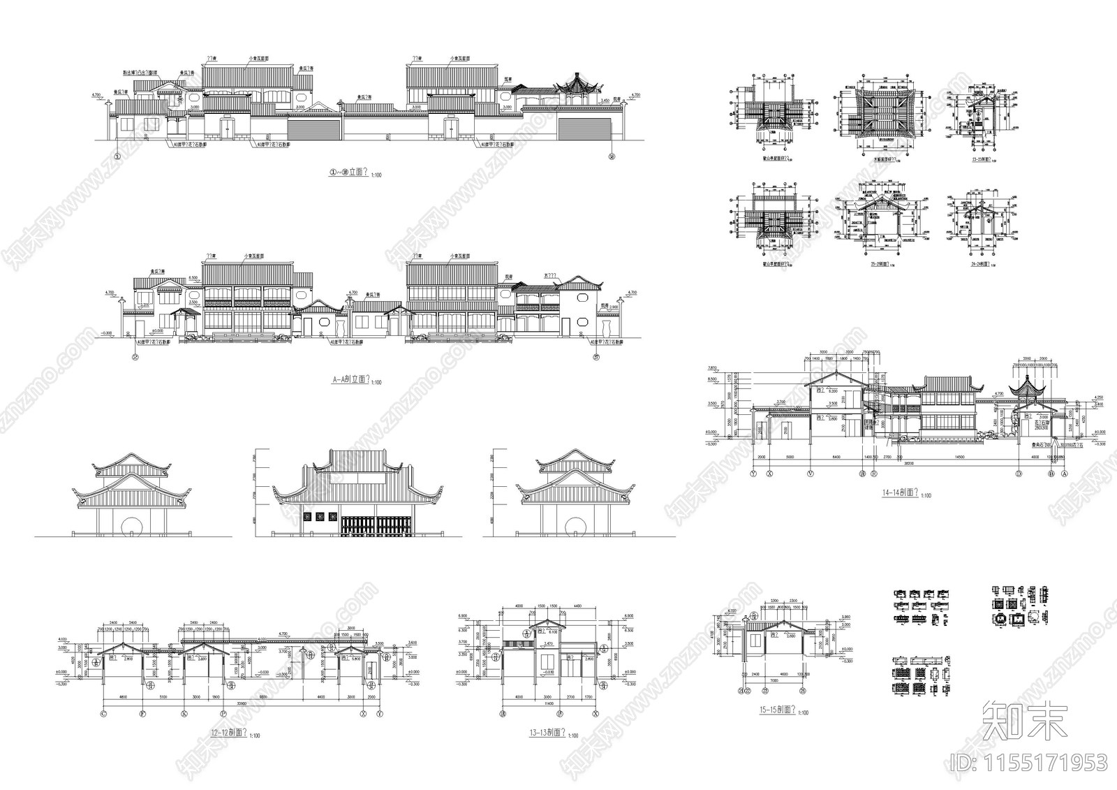 仿古建cad施工图下载【ID:1155171953】