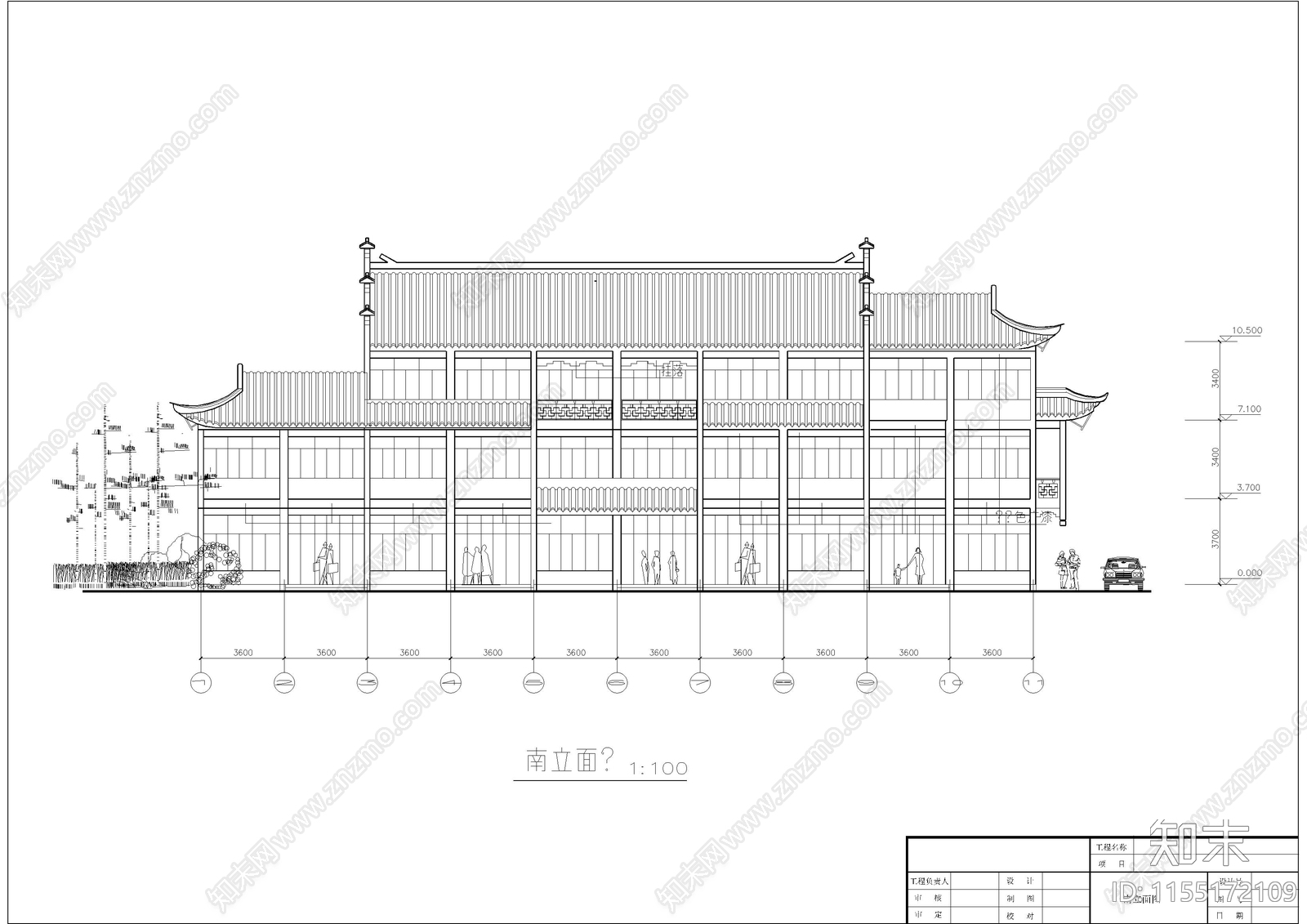 仿古建筑详图cad施工图下载【ID:1155172109】