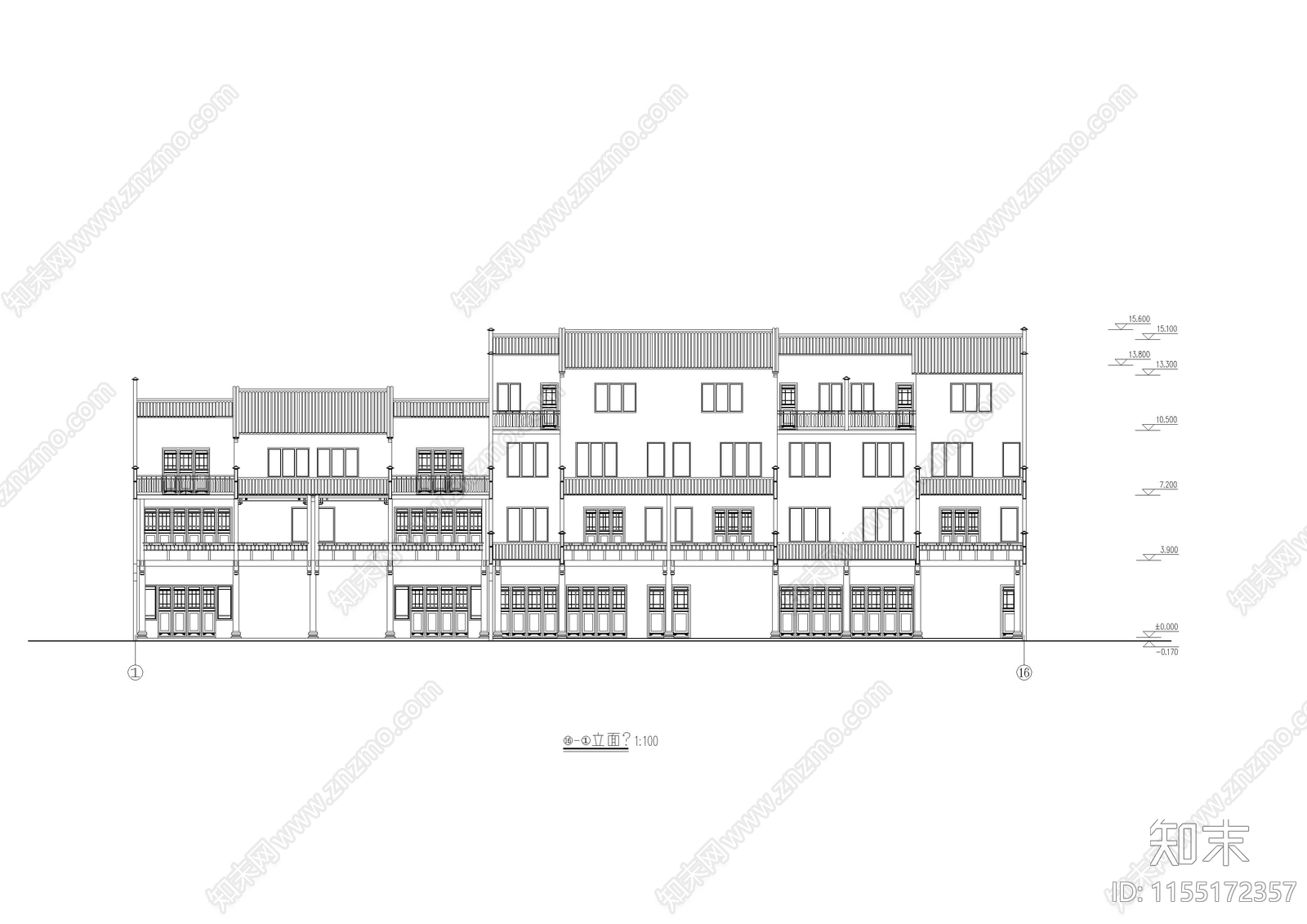 仿古民居建cad施工图下载【ID:1155172357】