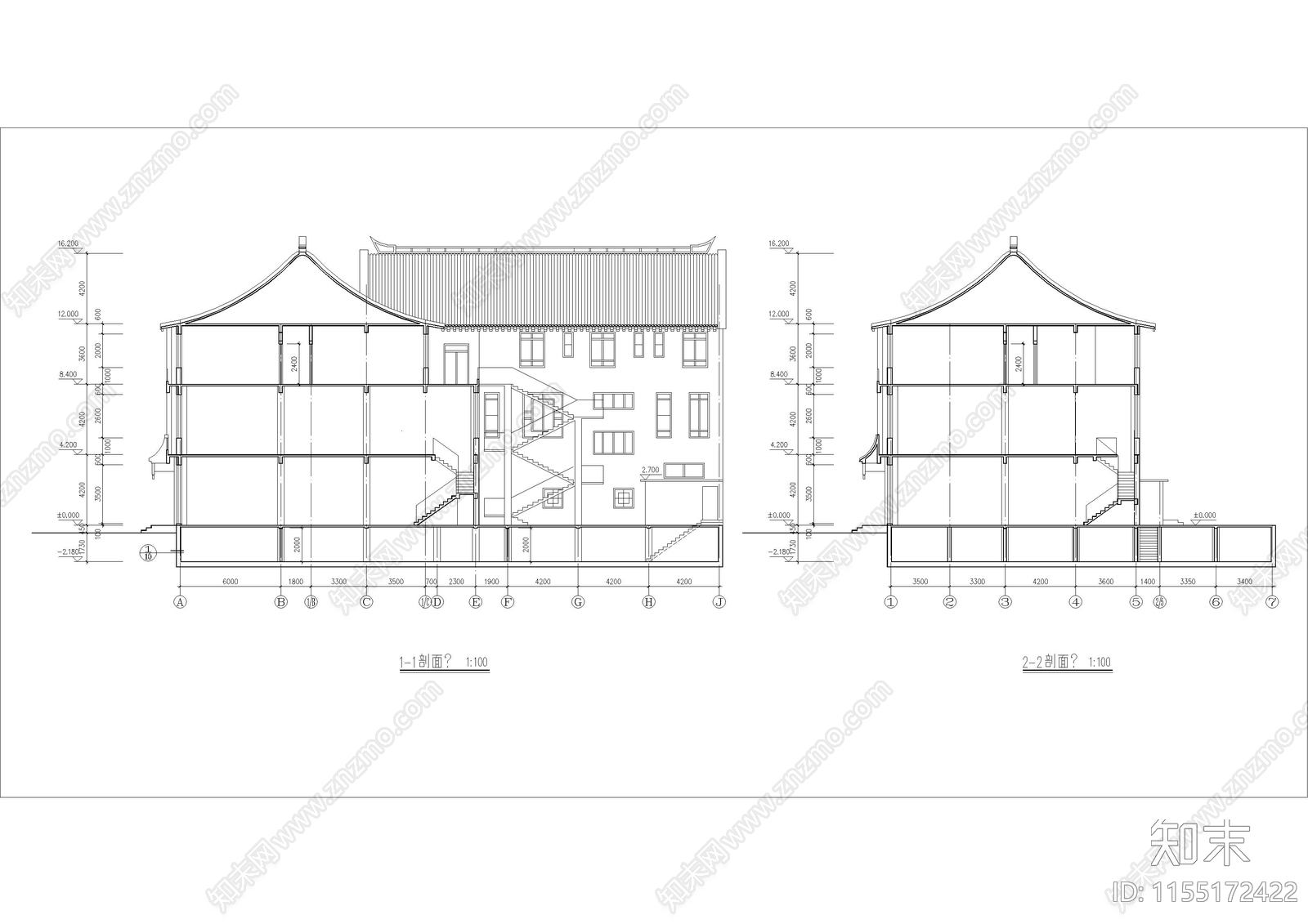 仿古清式公建建筑图cad施工图下载【ID:1155172422】