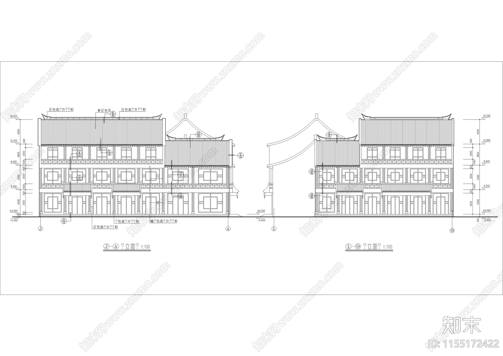 仿古清式公建建筑图cad施工图下载【ID:1155172422】