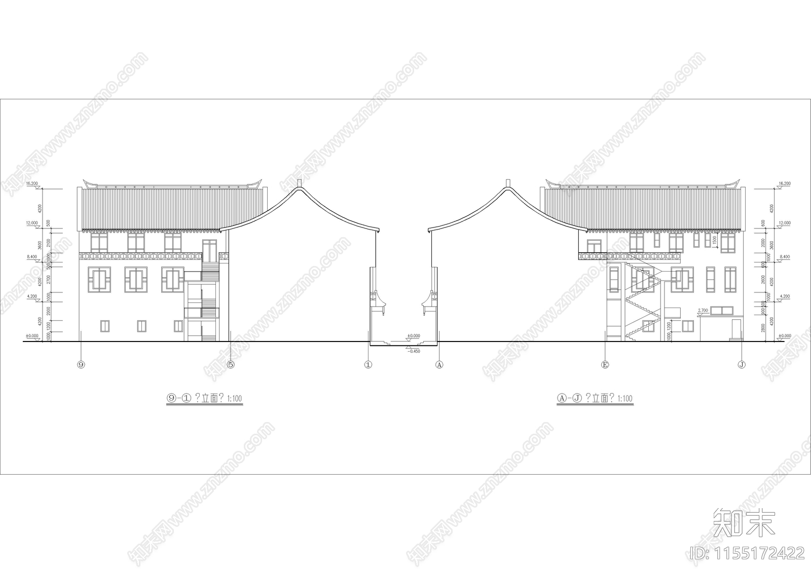 仿古清式公建建筑图cad施工图下载【ID:1155172422】