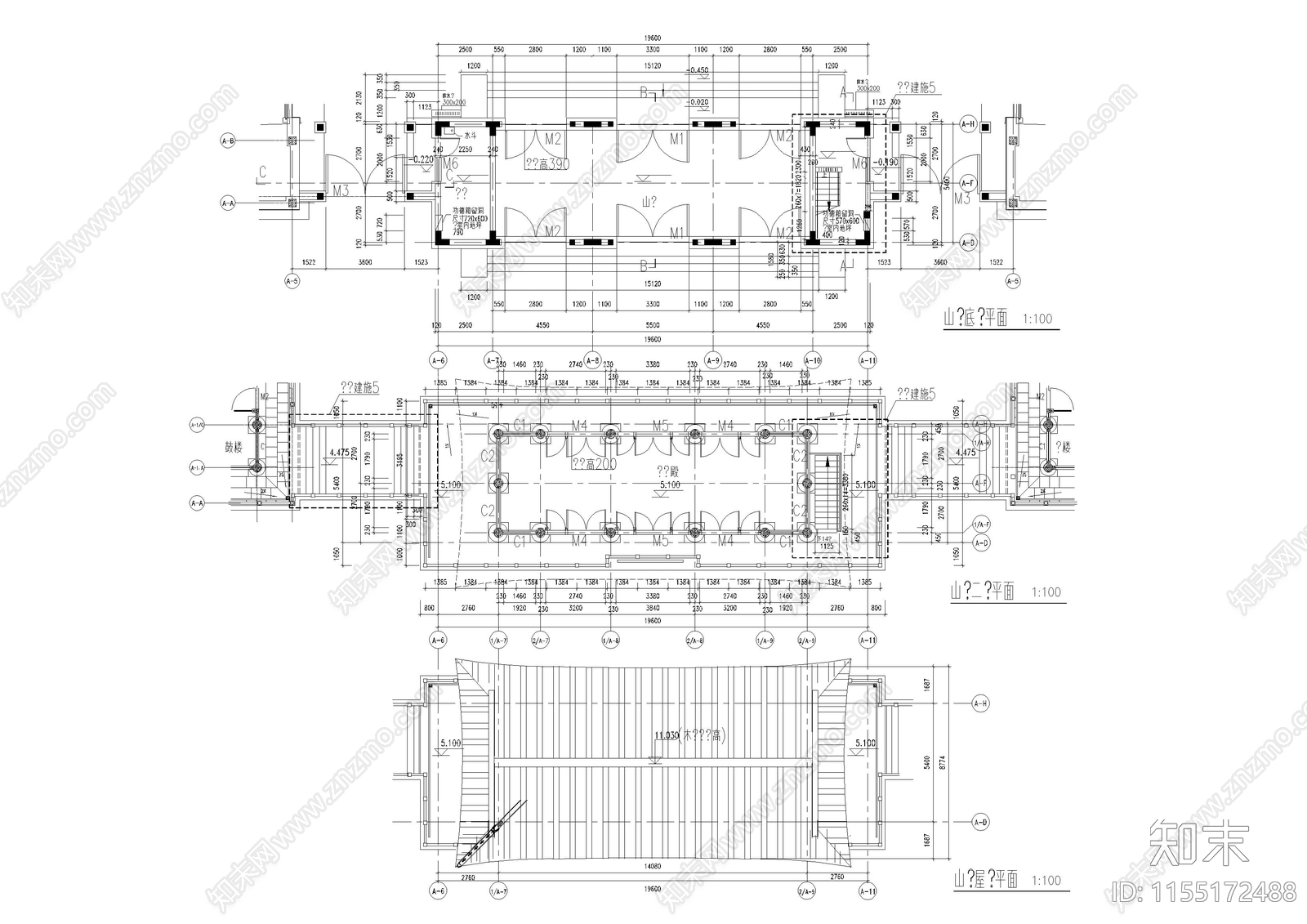 仿古山门建cad施工图下载【ID:1155172488】