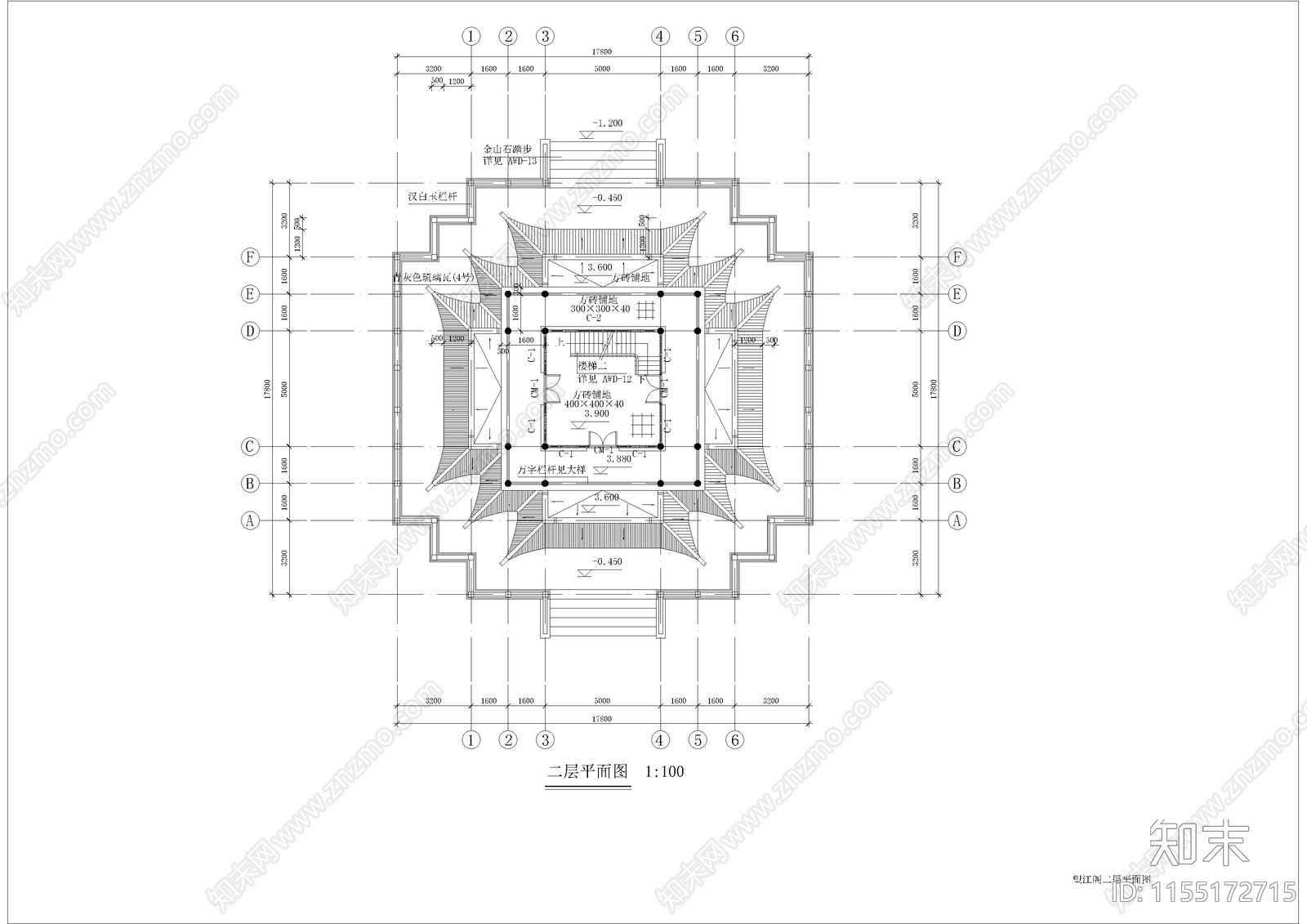 公园仿古建cad施工图下载【ID:1155172715】