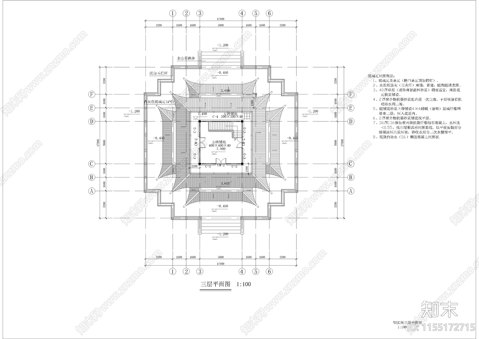 公园仿古建cad施工图下载【ID:1155172715】