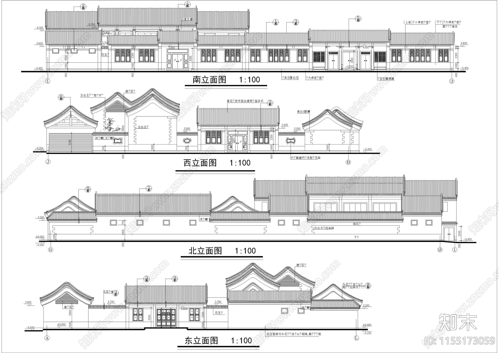 古建民居立剖面图cad施工图下载【ID:1155173059】
