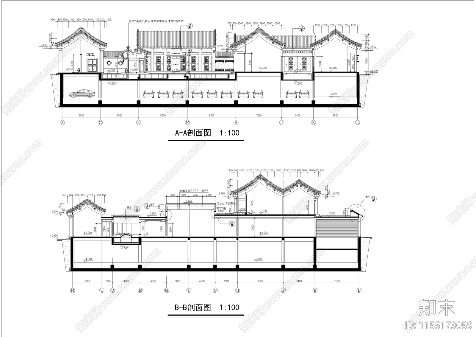 古建民居立剖面图cad施工图下载【ID:1155173059】