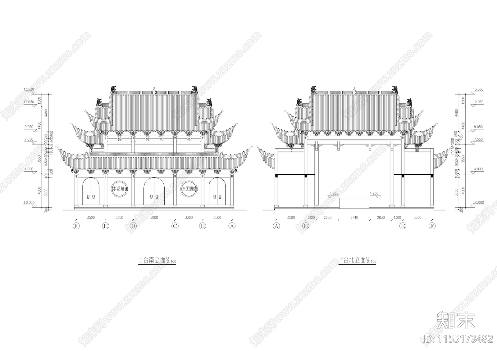 古建筑祠堂戏台设计cad施工图下载【ID:1155173482】