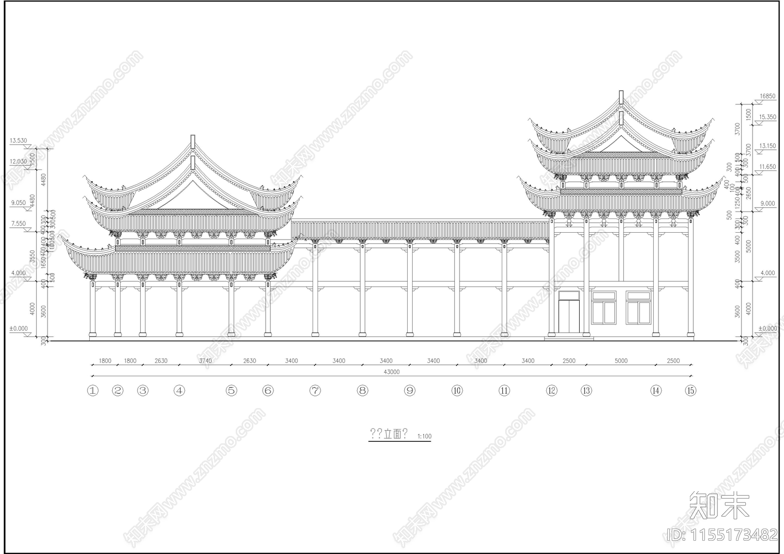 古建筑祠堂戏台设计cad施工图下载【ID:1155173482】