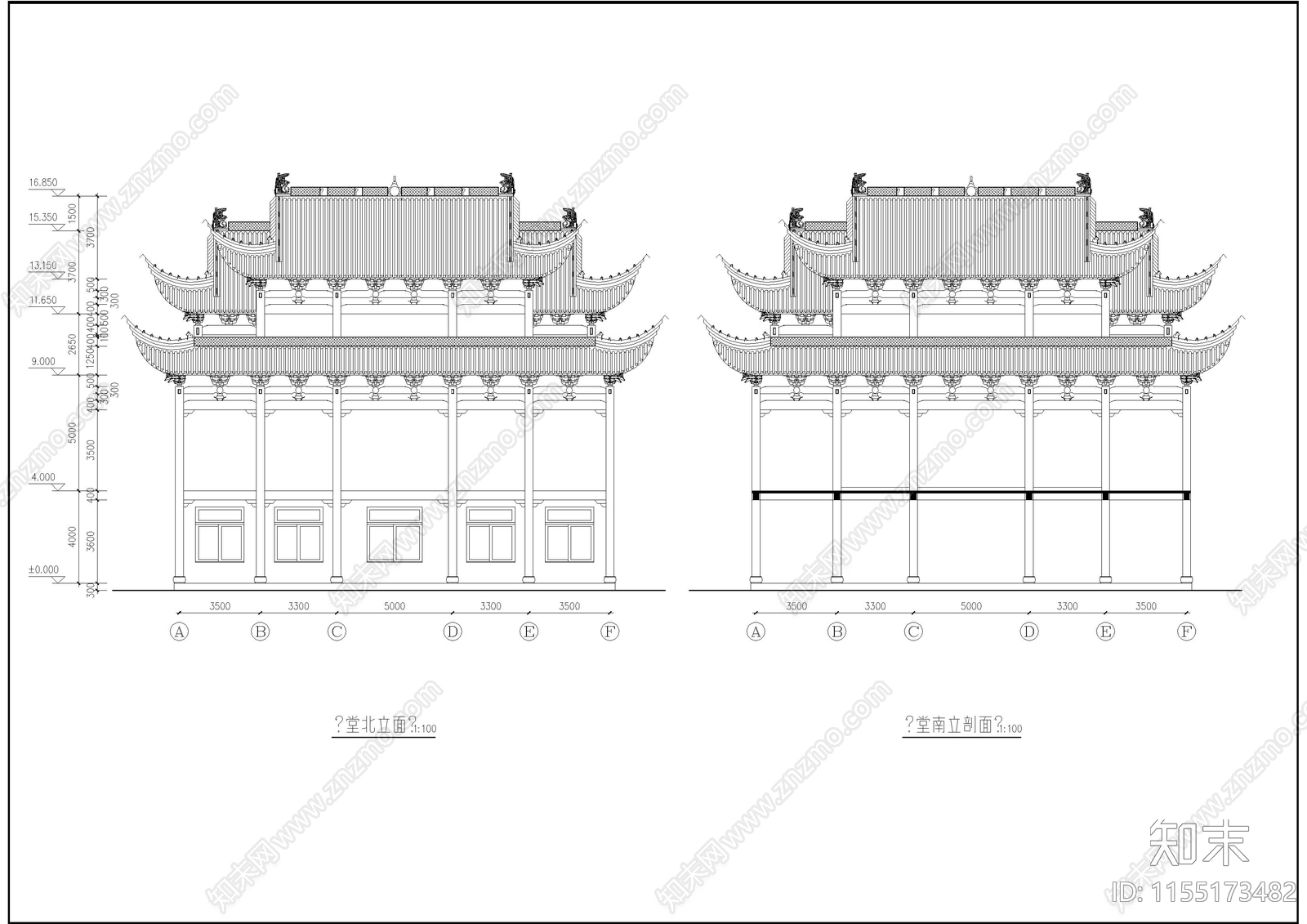 古建筑祠堂戏台设计cad施工图下载【ID:1155173482】