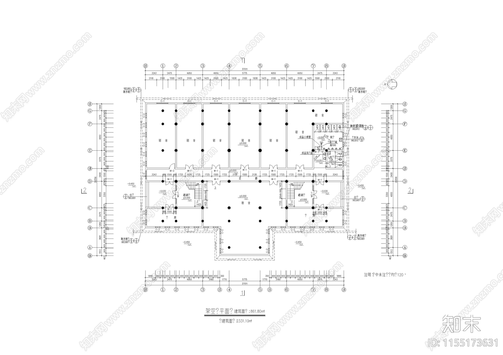 古建筑宿cad施工图下载【ID:1155173631】