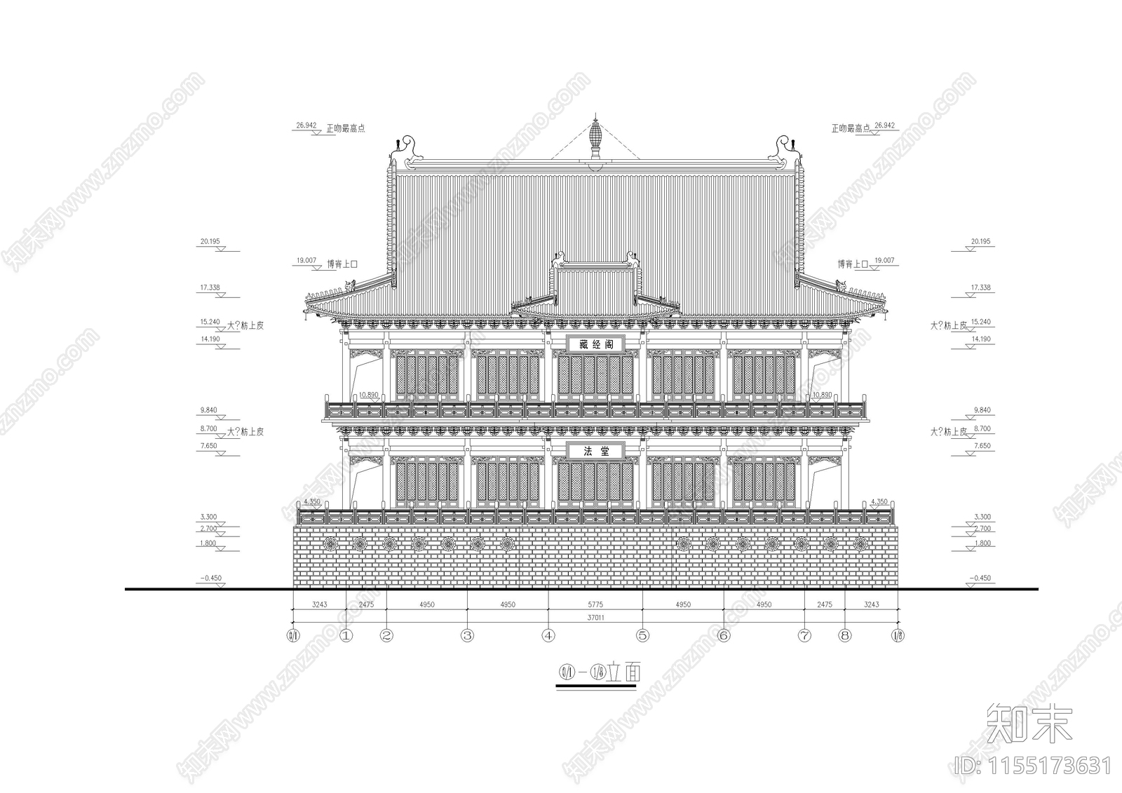 古建筑宿cad施工图下载【ID:1155173631】