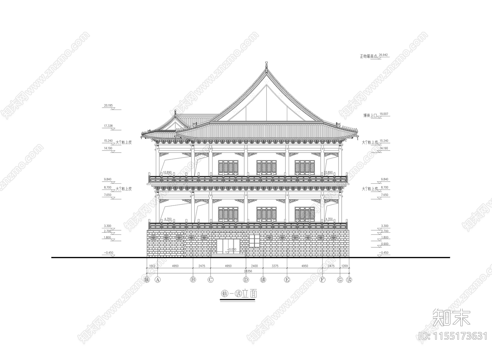 古建筑宿cad施工图下载【ID:1155173631】