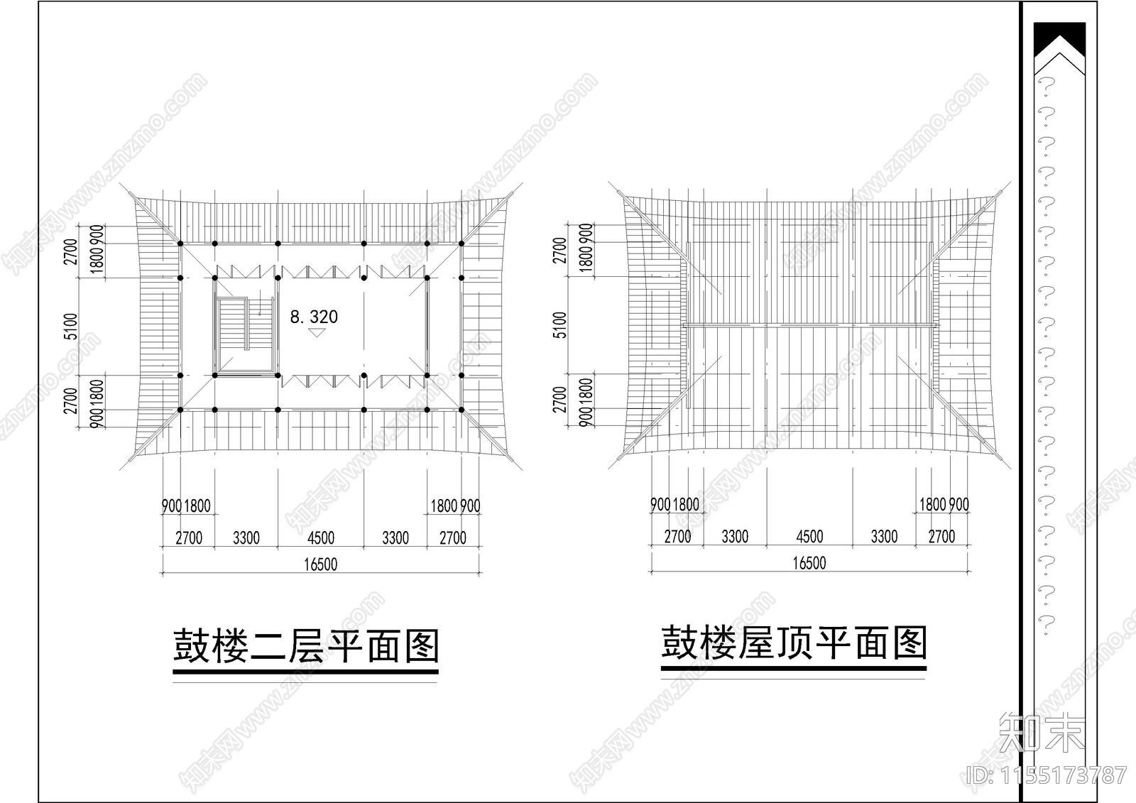 鼓楼设计方案cad施工图下载【ID:1155173787】