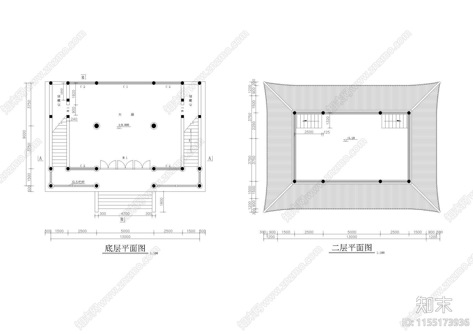 观音殿建cad施工图下载【ID:1155173936】