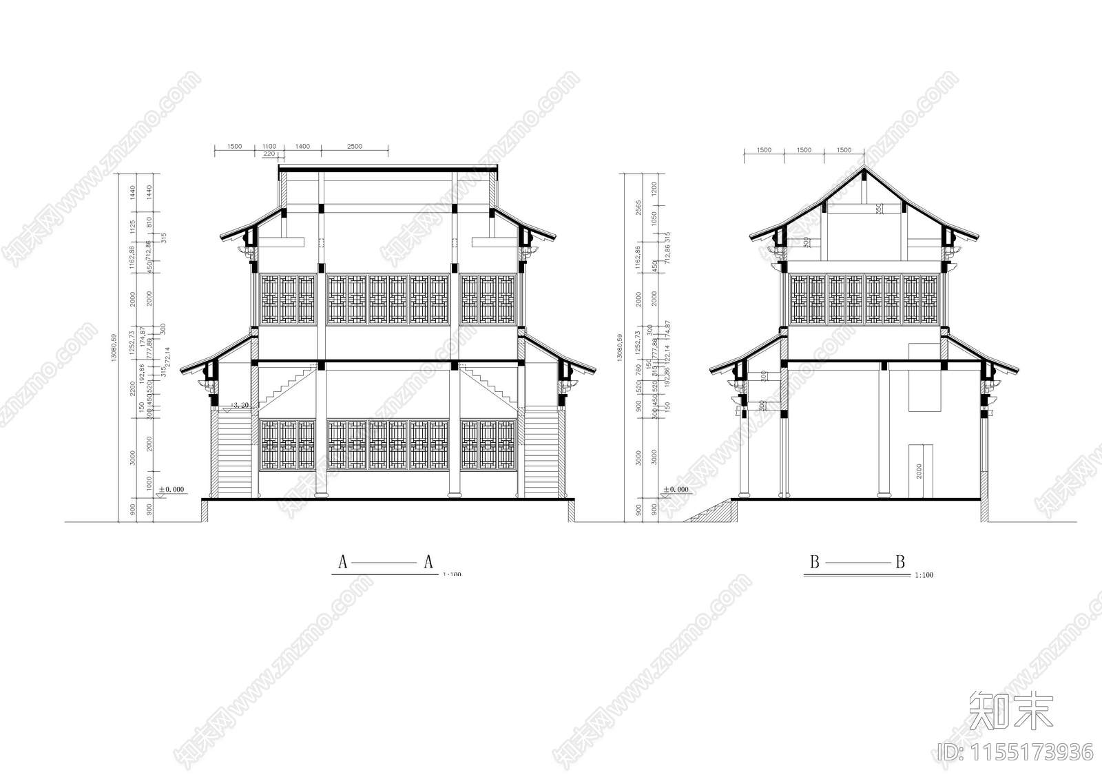 观音殿建cad施工图下载【ID:1155173936】