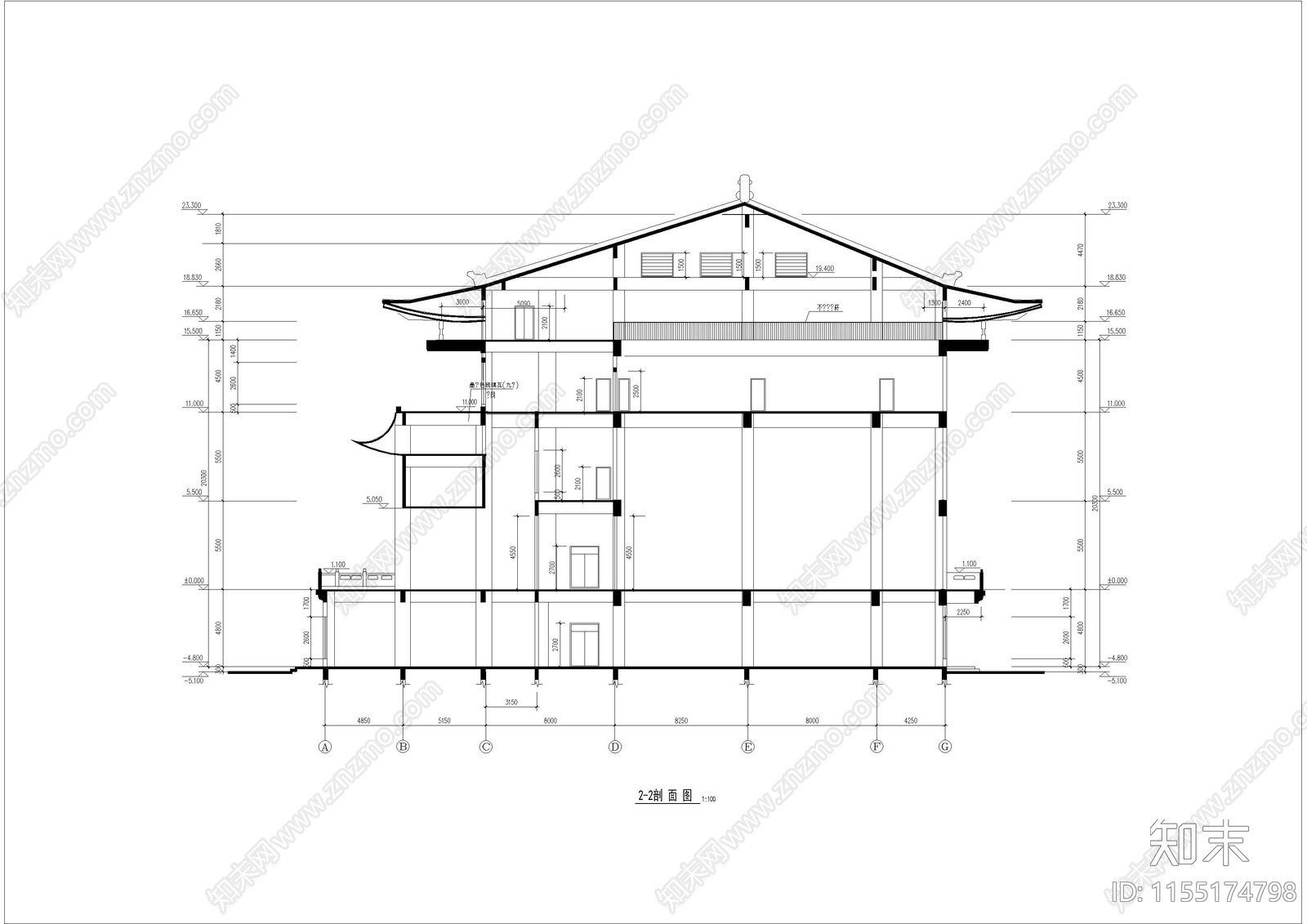 静音寺建cad施工图下载【ID:1155174798】