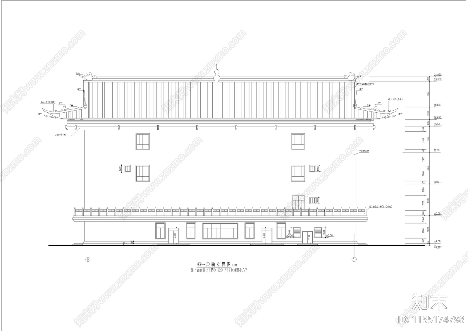 静音寺建cad施工图下载【ID:1155174798】