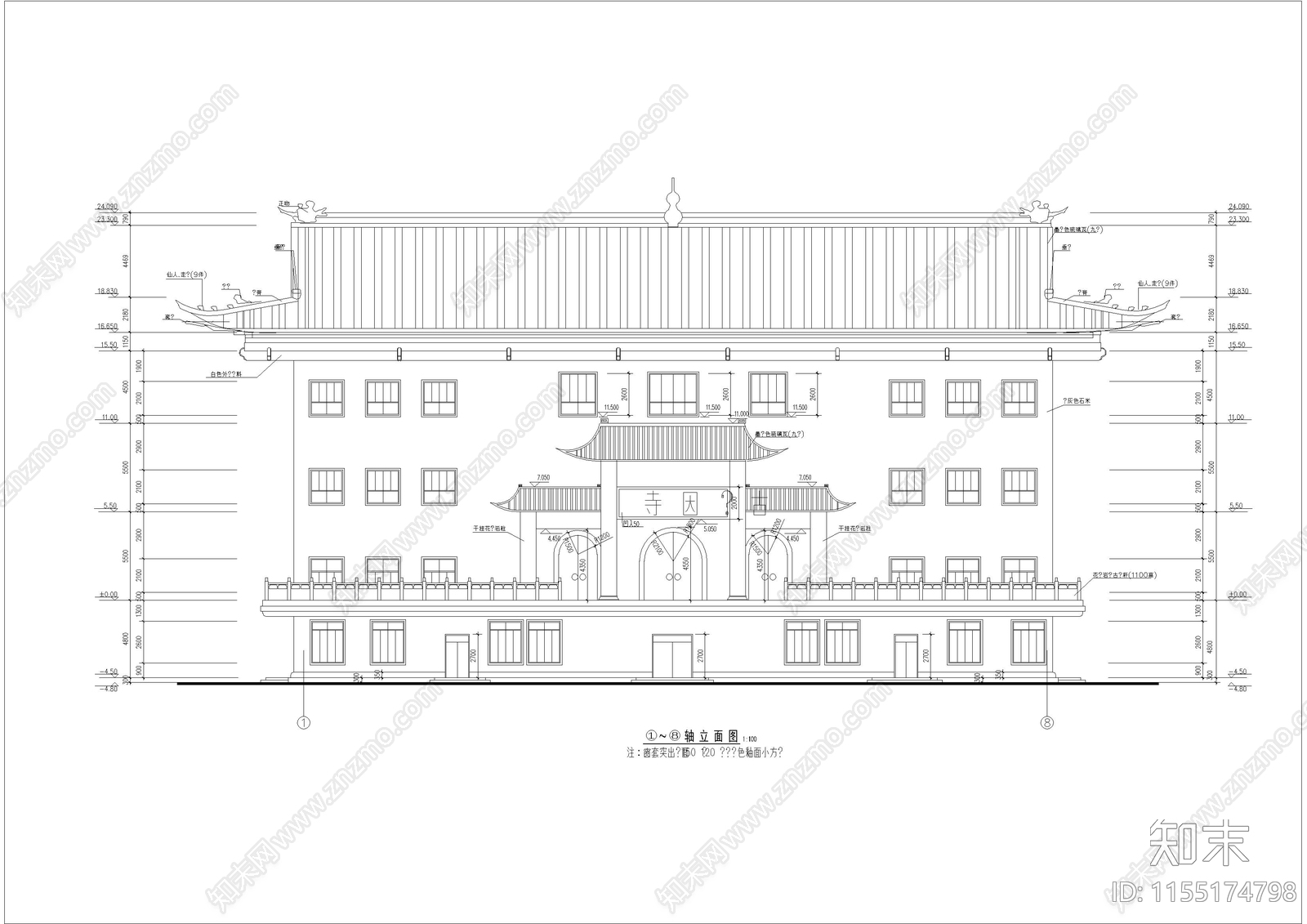 静音寺建cad施工图下载【ID:1155174798】