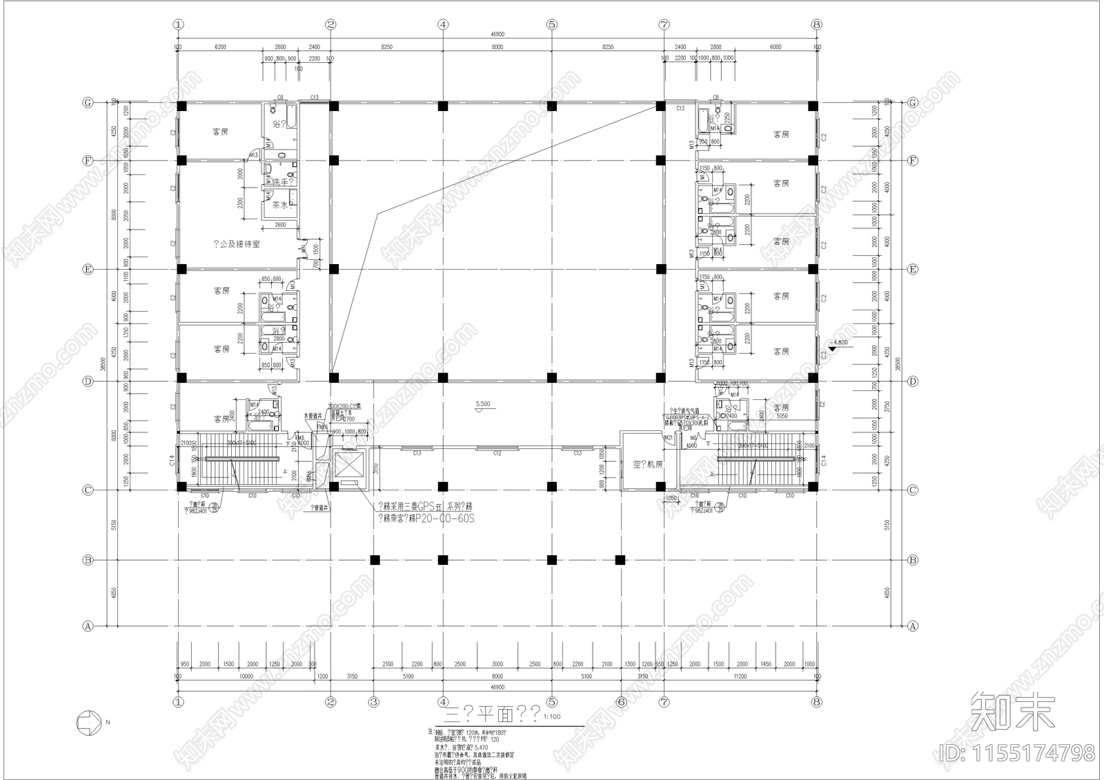 静音寺建cad施工图下载【ID:1155174798】