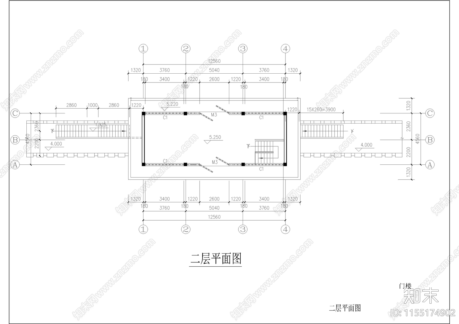 两层的山门建施图cad施工图下载【ID:1155174902】