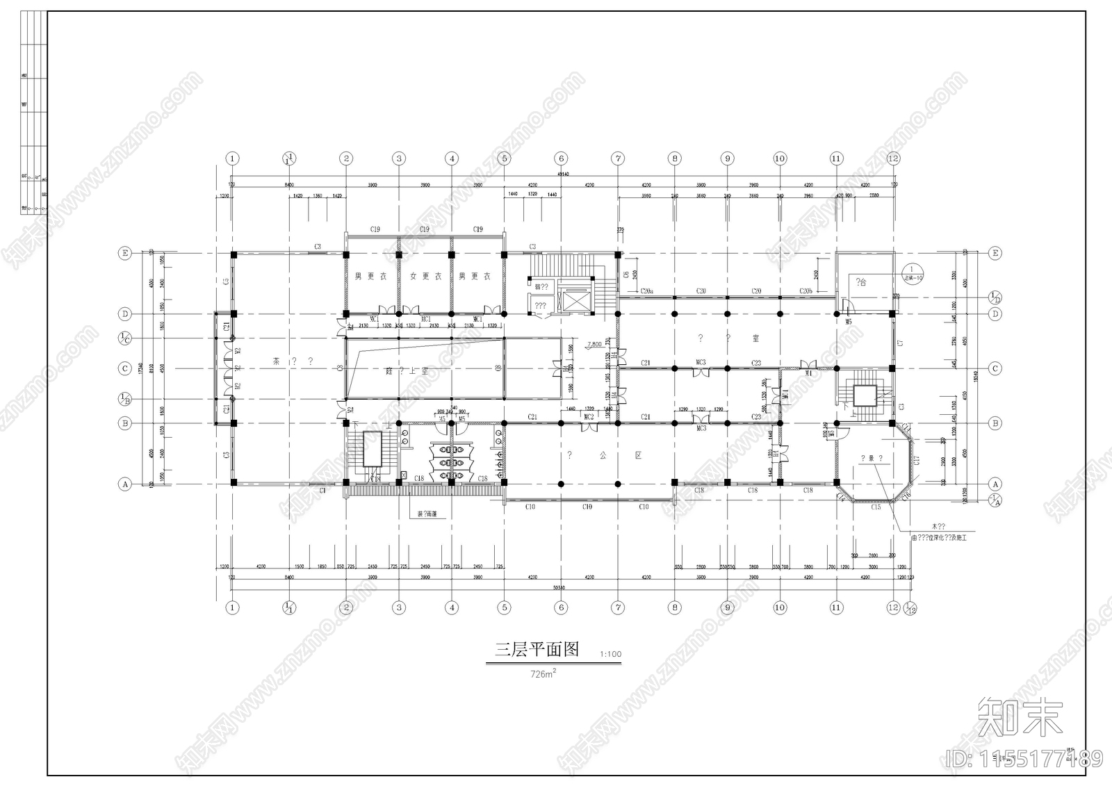 上海桥梓湾商城会所仿古建cad施工图下载【ID:1155177189】