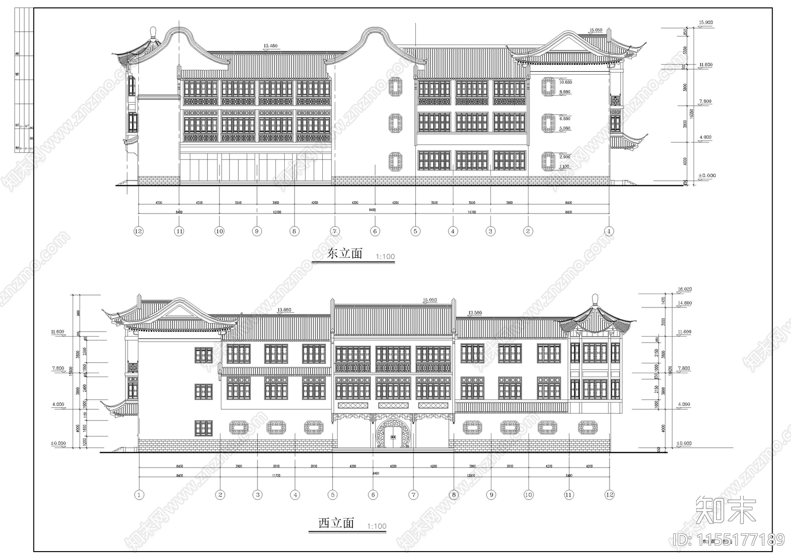 上海桥梓湾商城会所仿古建cad施工图下载【ID:1155177189】