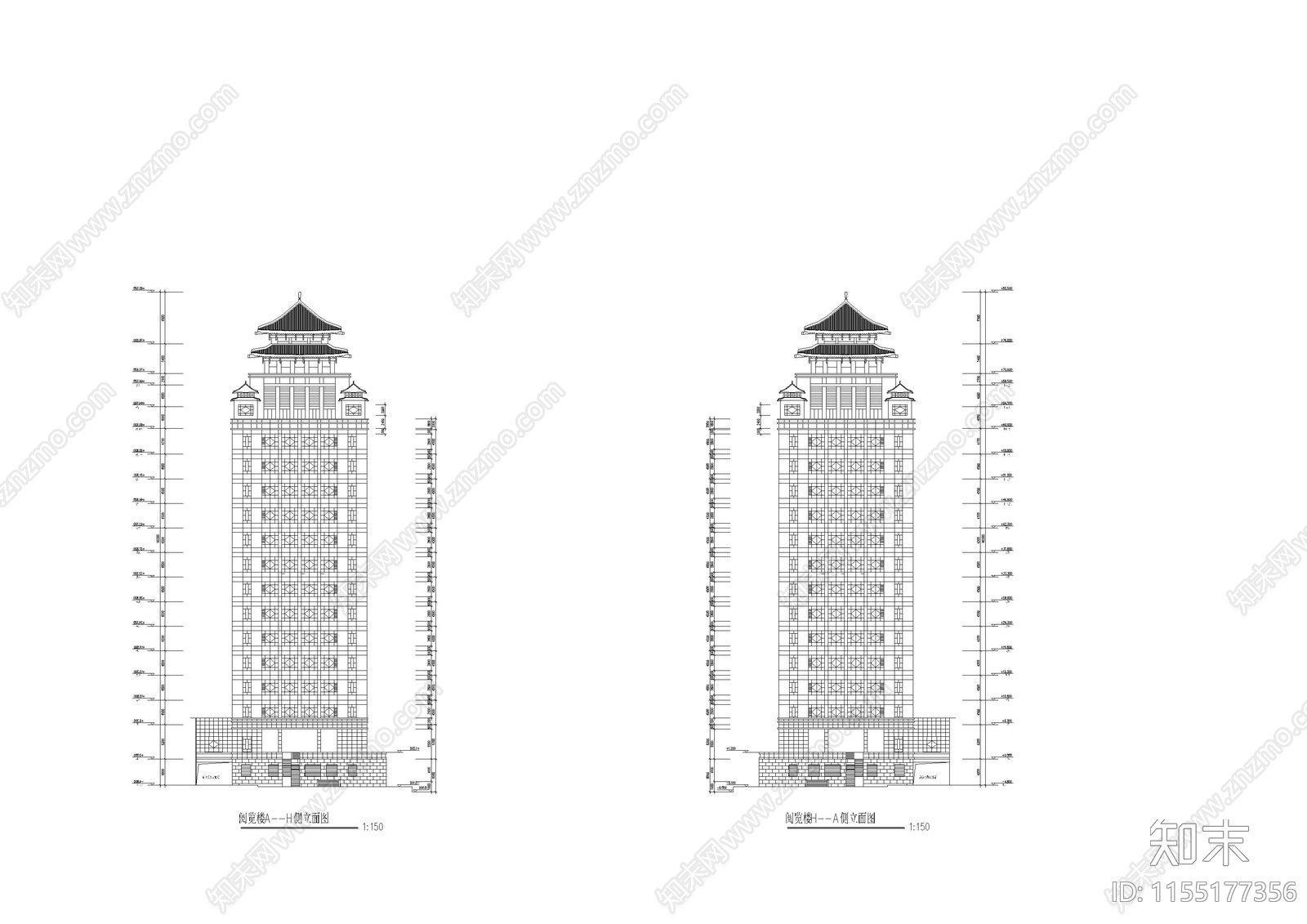 双子塔综合大cad施工图下载【ID:1155177356】