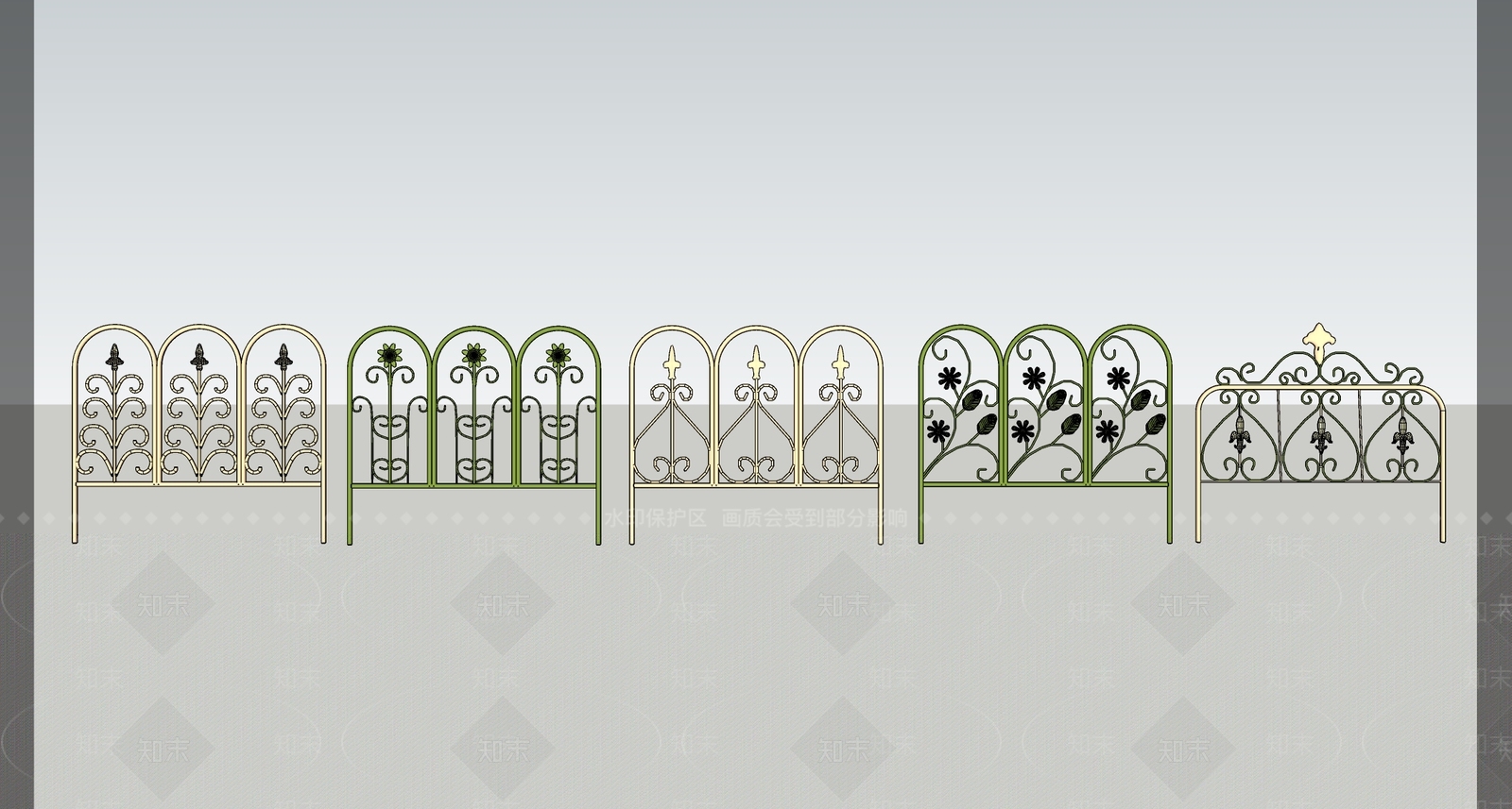 现代铁艺雕花围栏SU模型下载【ID:1155178638】