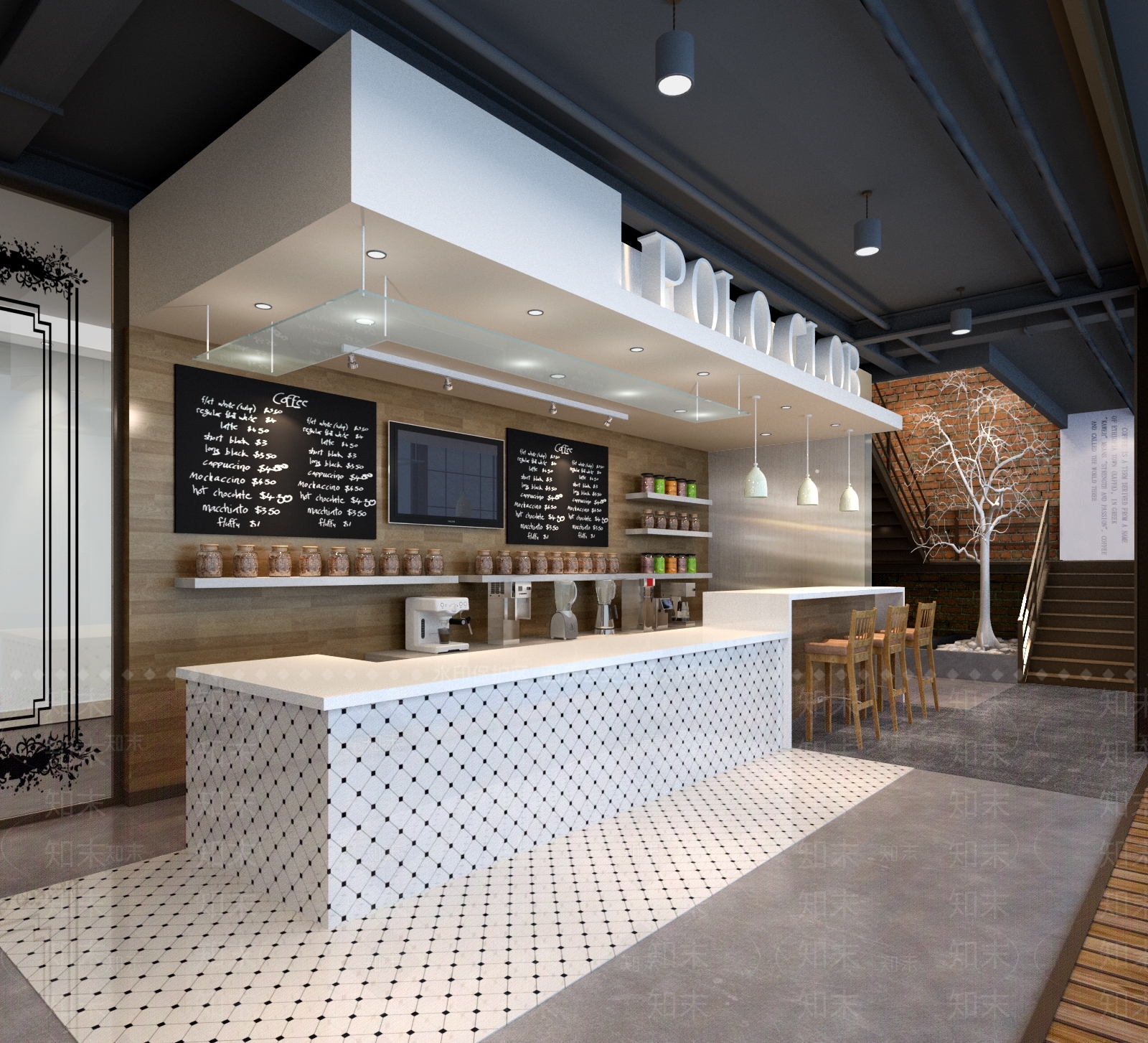 工业风咖啡厅收银台3D模型下载【ID:1155179179】