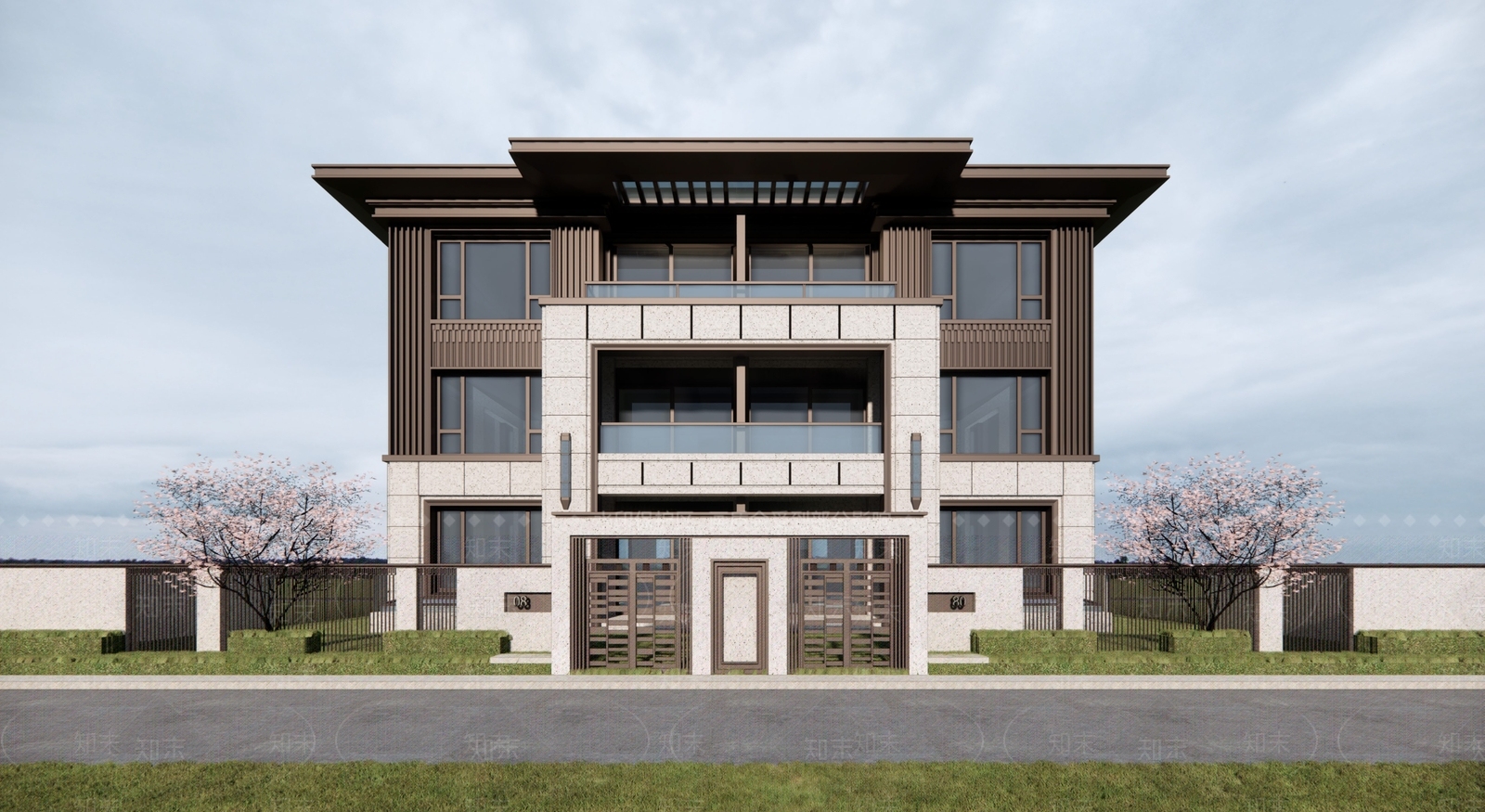 新中式双拼别墅SU模型下载【ID:1155180265】