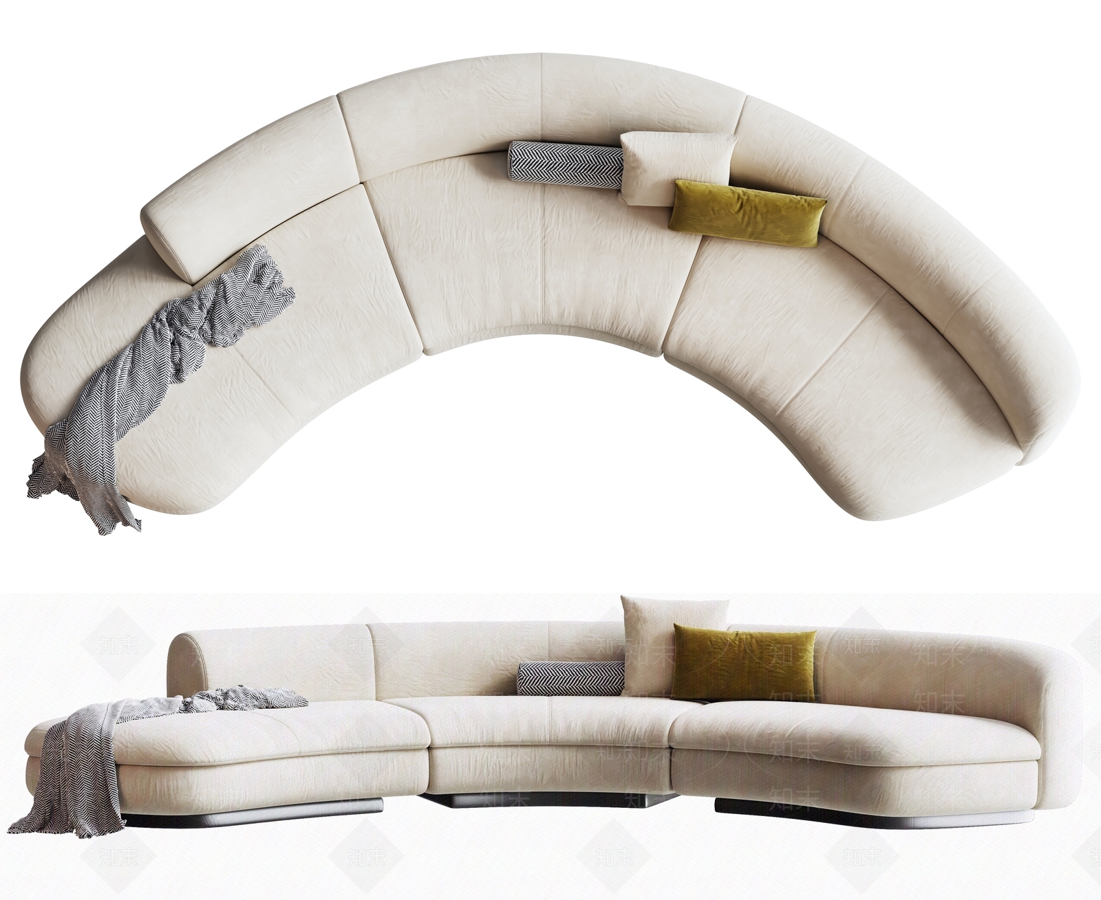 现代多人弧形沙发SU模型下载【ID:1155180256】