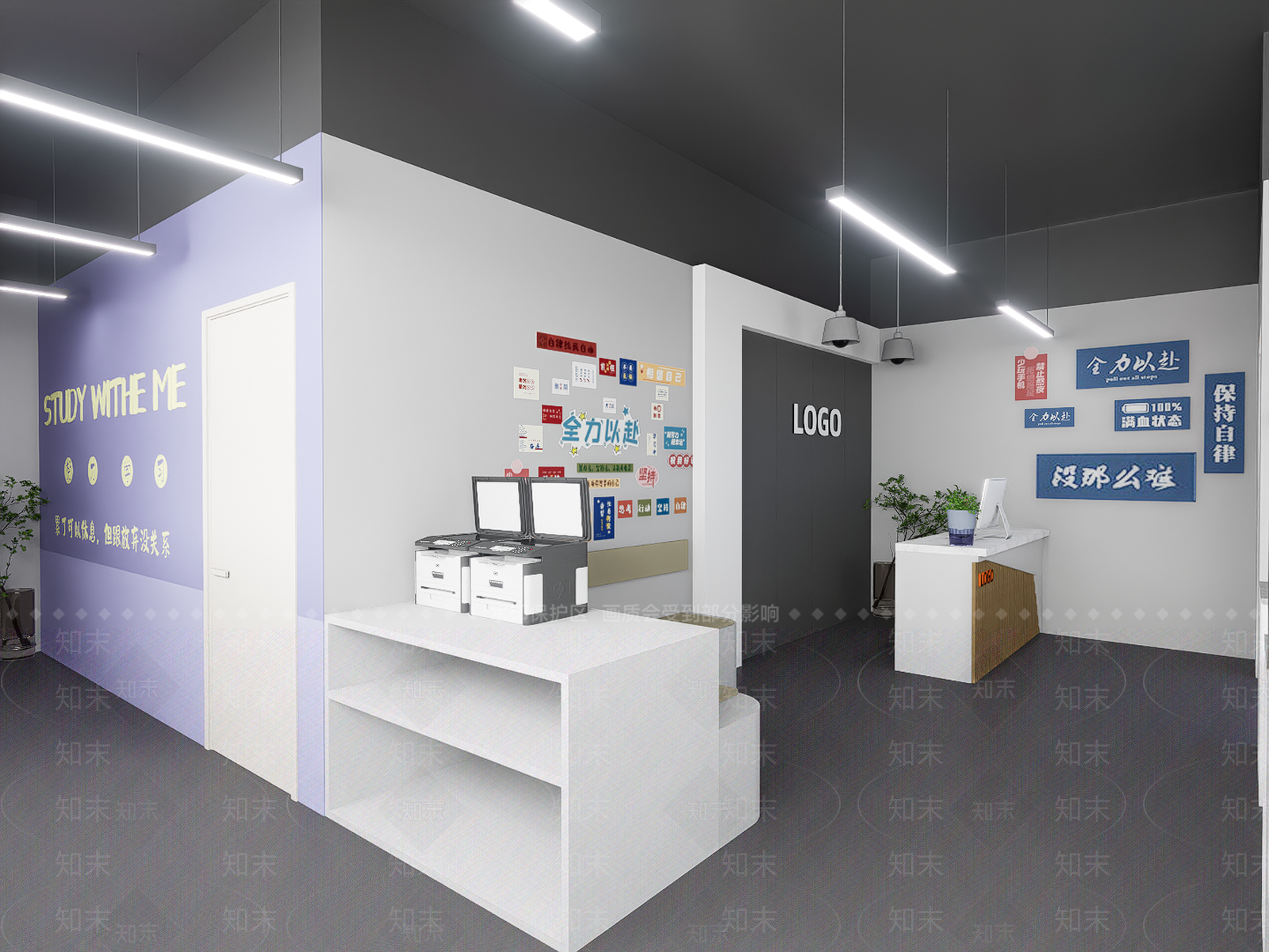 现代自习室SU模型下载【ID:1155180988】
