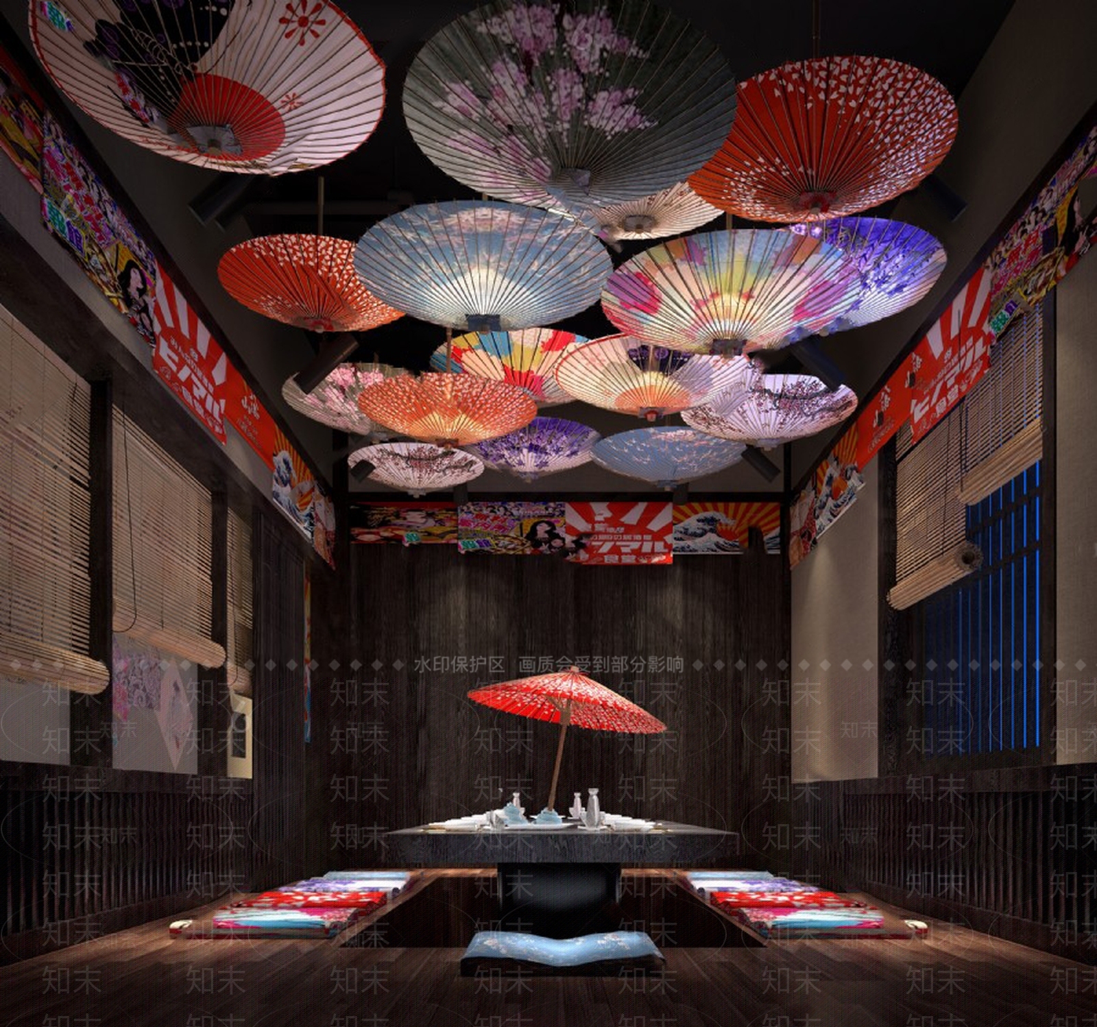 日式餐厅包间3D模型下载【ID:1155180385】