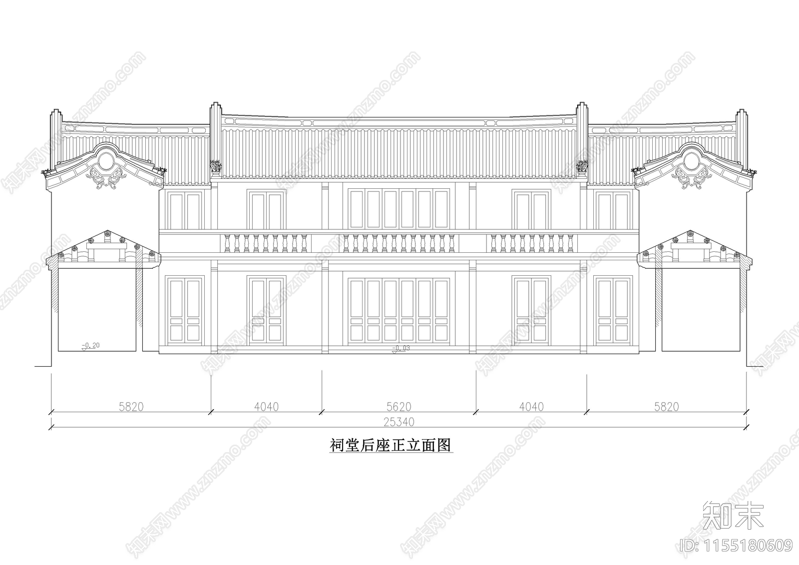 西田祠堂建cad施工图下载【ID:1155180609】