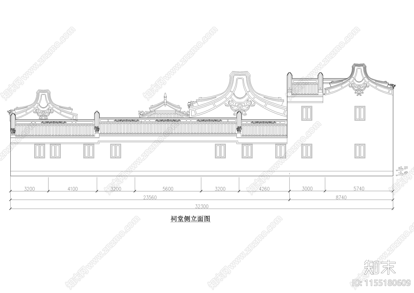 西田祠堂建cad施工图下载【ID:1155180609】