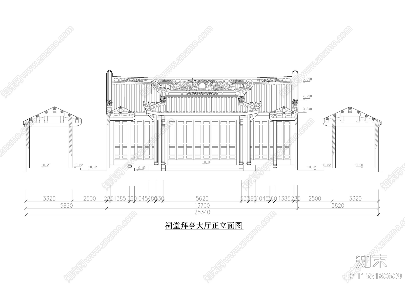 西田祠堂建cad施工图下载【ID:1155180609】