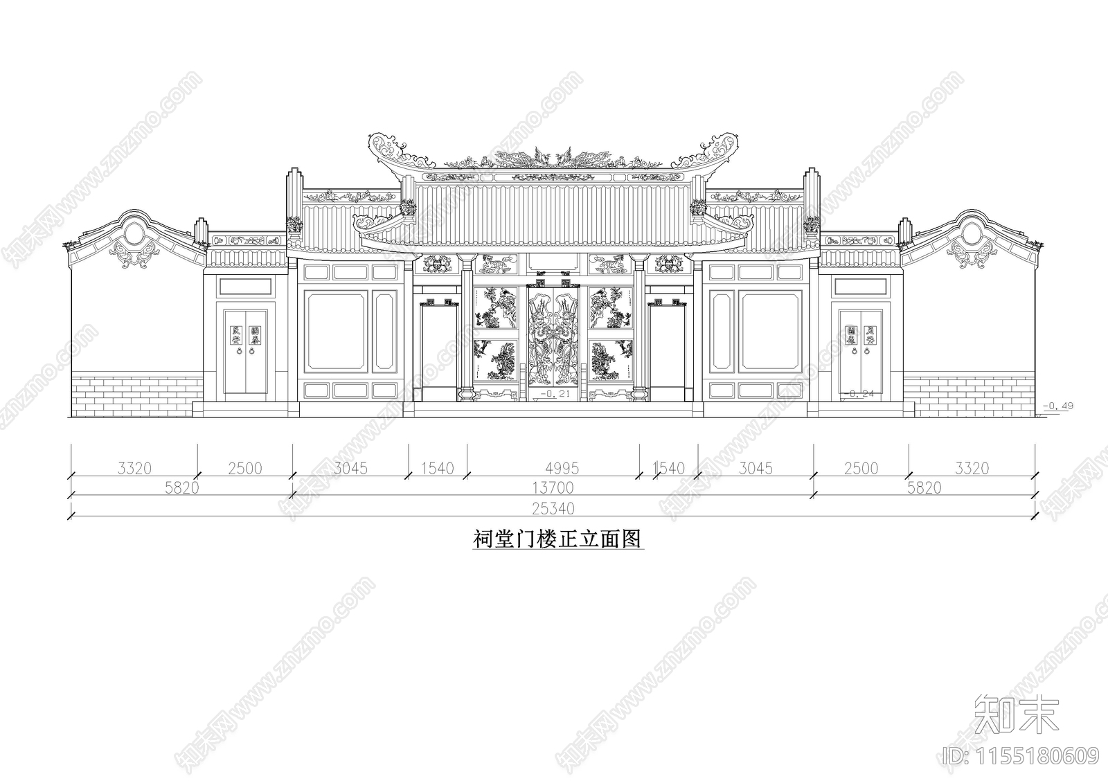 西田祠堂建cad施工图下载【ID:1155180609】