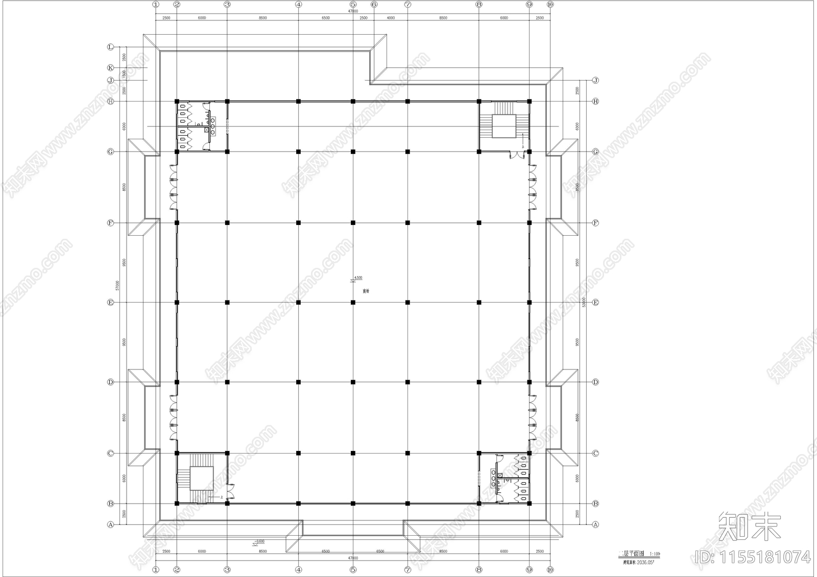 现代仿古建筑服务中心cad施工图下载【ID:1155181074】