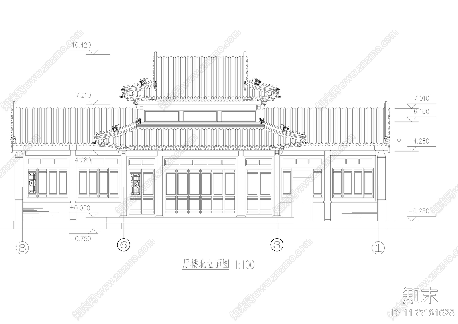 古建厅楼方案图cad施工图下载【ID:1155181628】