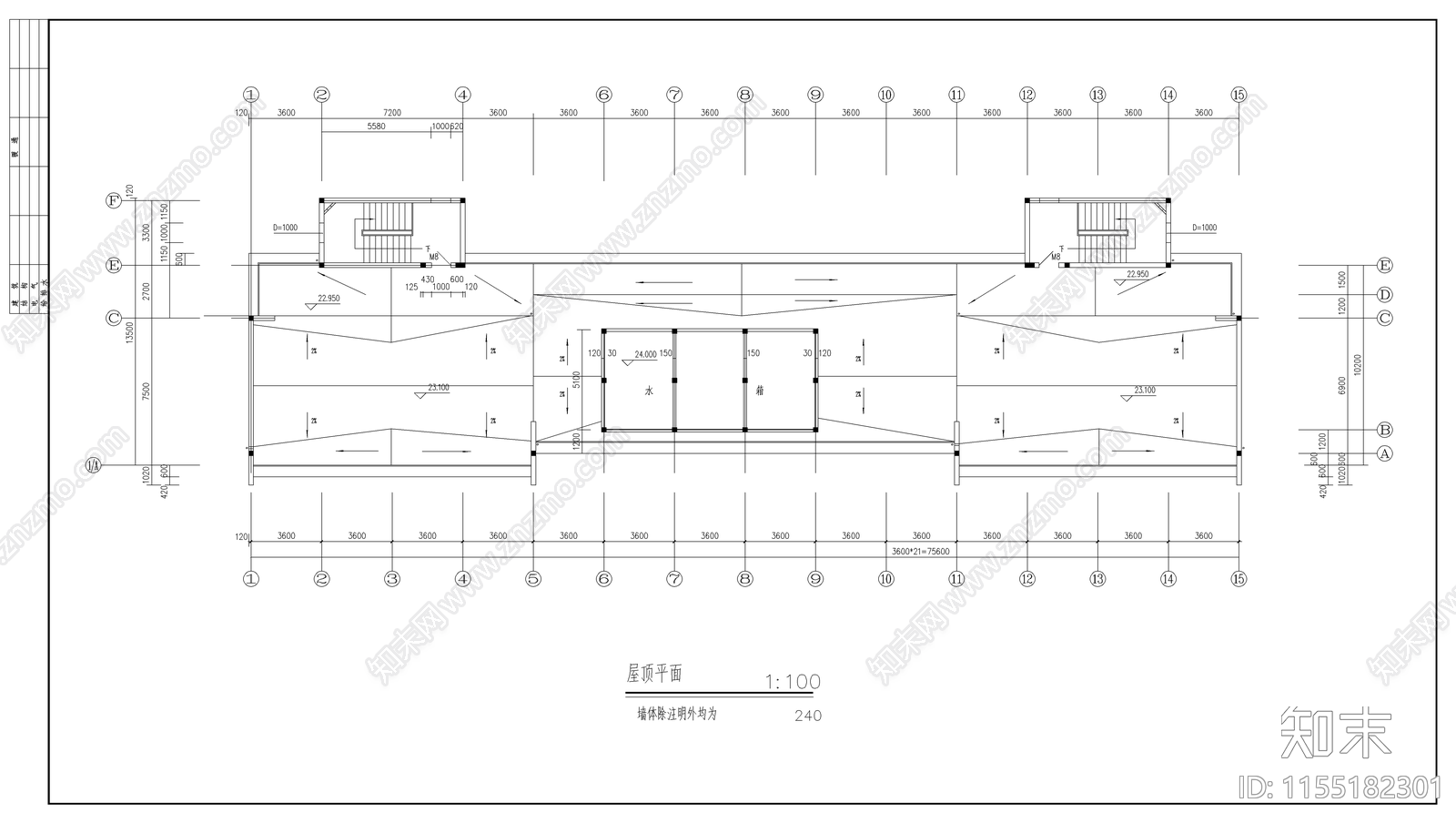 大学学生宿舍建cad施工图下载【ID:1155182301】
