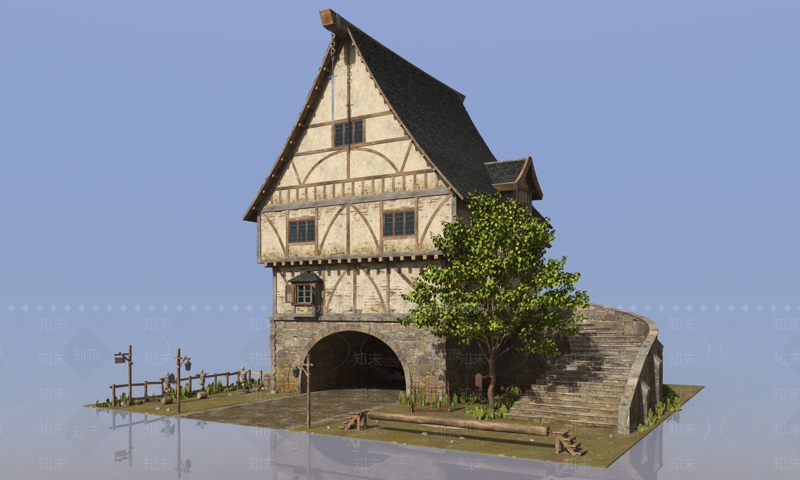 欧式古典童话城堡3D模型下载【ID:1155182821】