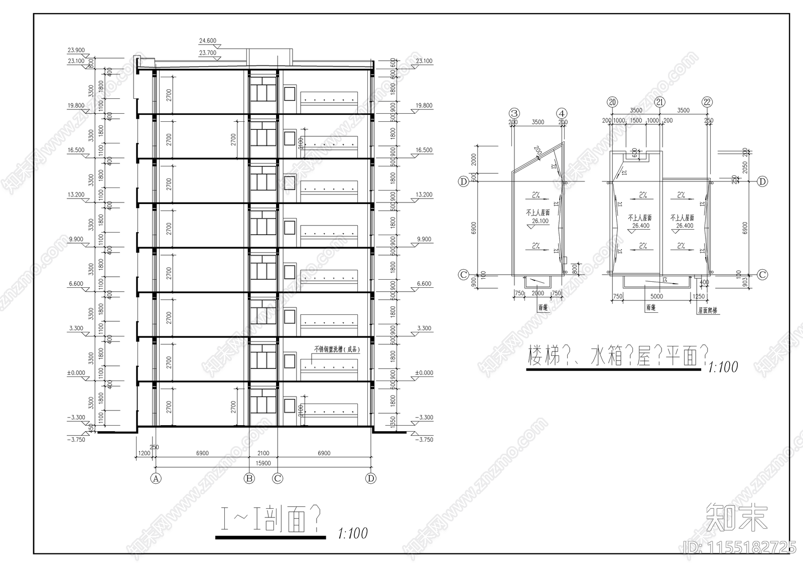 甘肃农业大学学生公寓cad施工图下载【ID:1155182725】