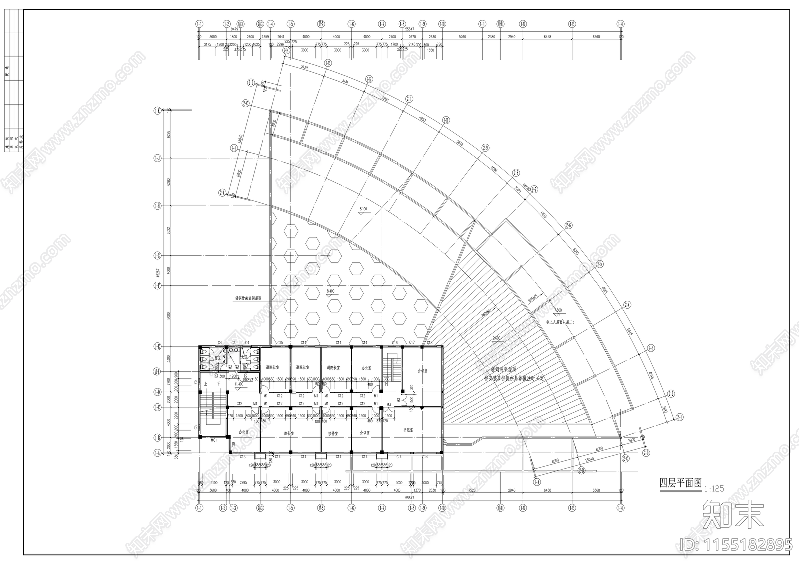 高校行政楼建cad施工图下载【ID:1155182895】