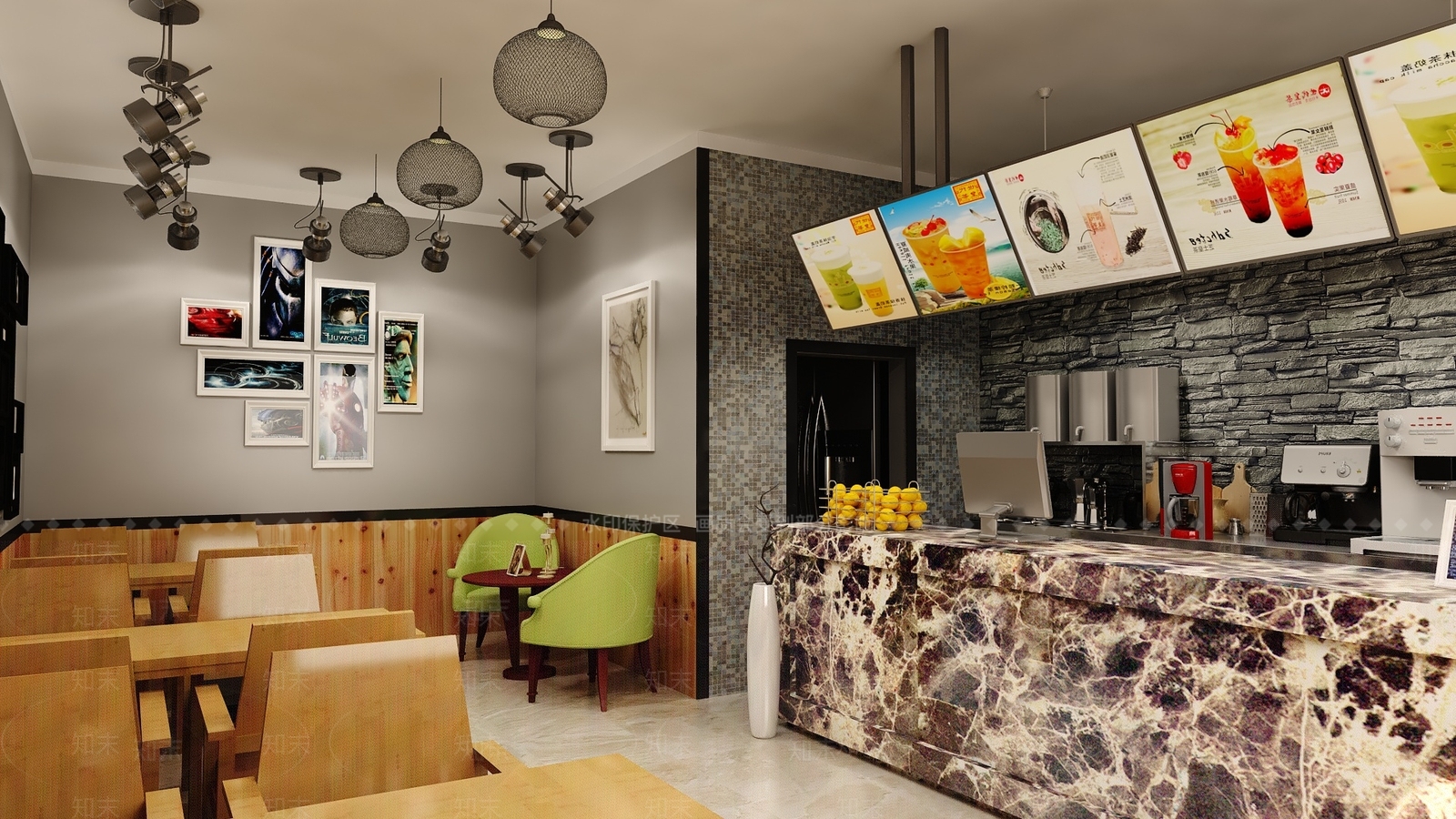 现代奶茶店3D模型下载【ID:1155183740】