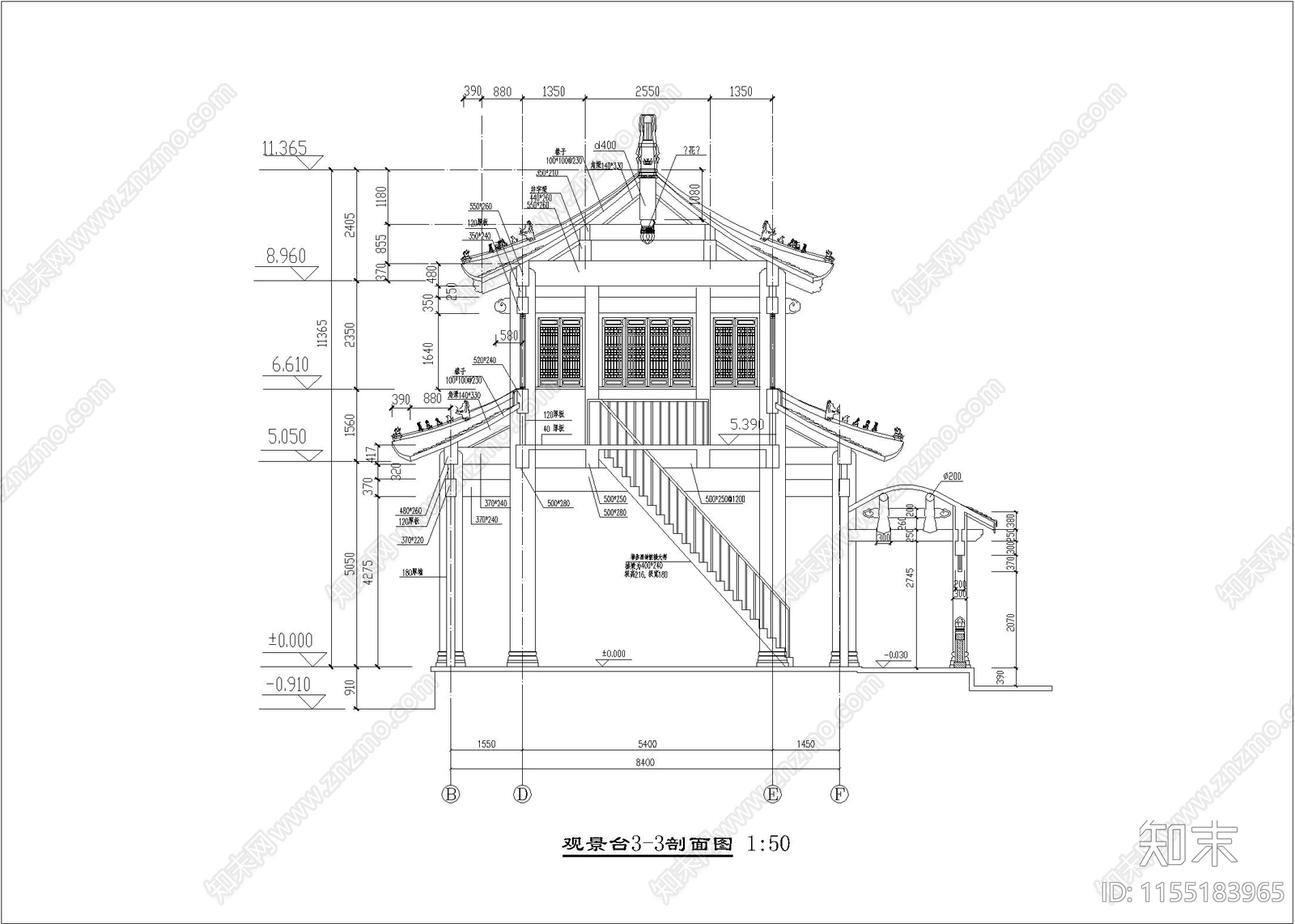 珠海普驼寺建筑图cad施工图下载【ID:1155183965】