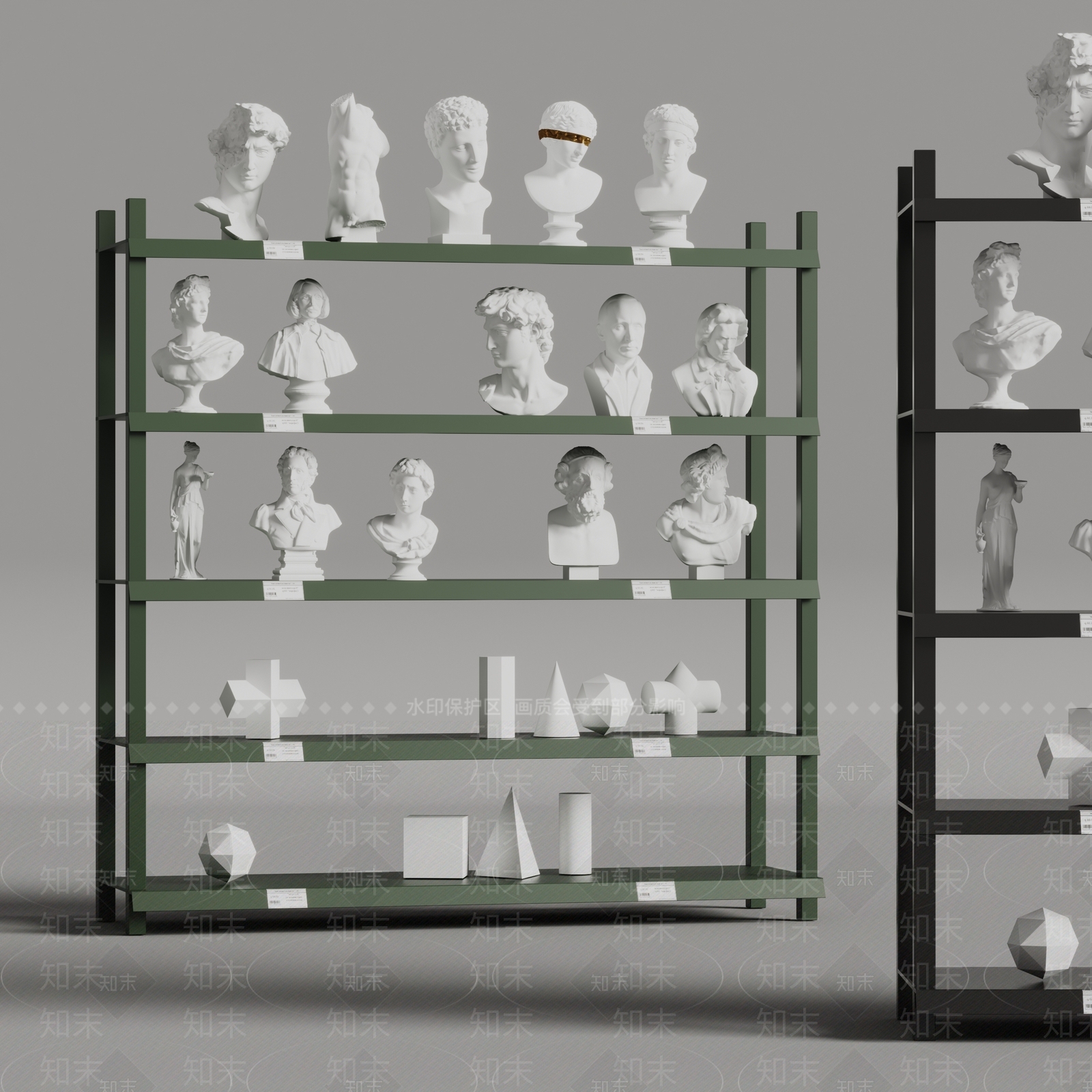 Vitra现代石膏体雕塑SU模型下载【ID:1155183943】